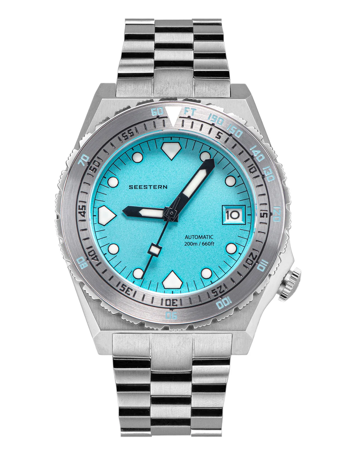 Sugess Seestern Vintage 407 600T Light Blue Dial Stainless-Steel Bezel