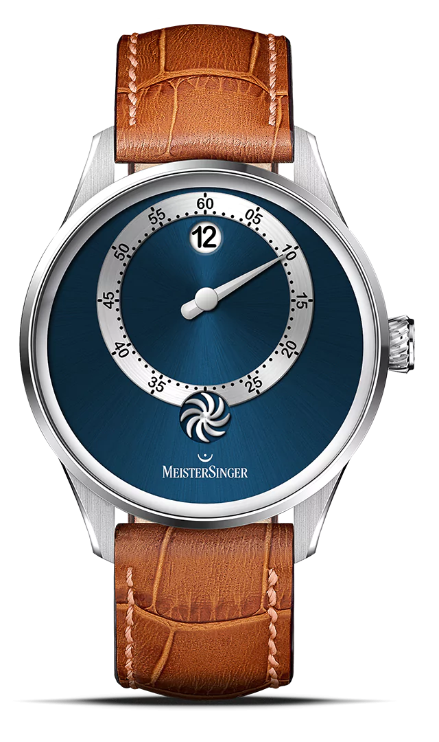 MeisterSinger Panthero Jumping Hour, Sonnenschliff Blau