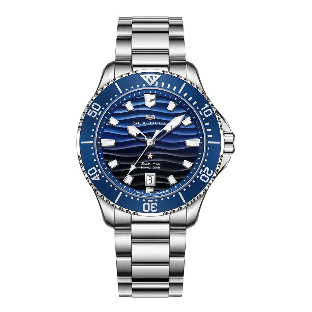 Sea-Gull Ocean Series Pro 300m Waterproof Gradient Wave-textured Dial Diving Watch 41mm