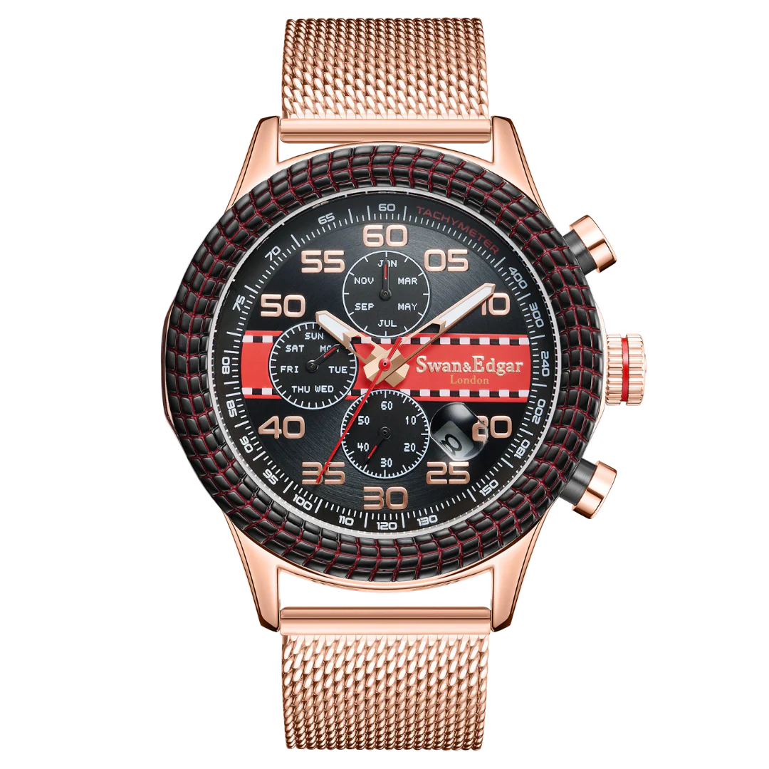 Swan & Edgar Race Line Automatic- Rose Black