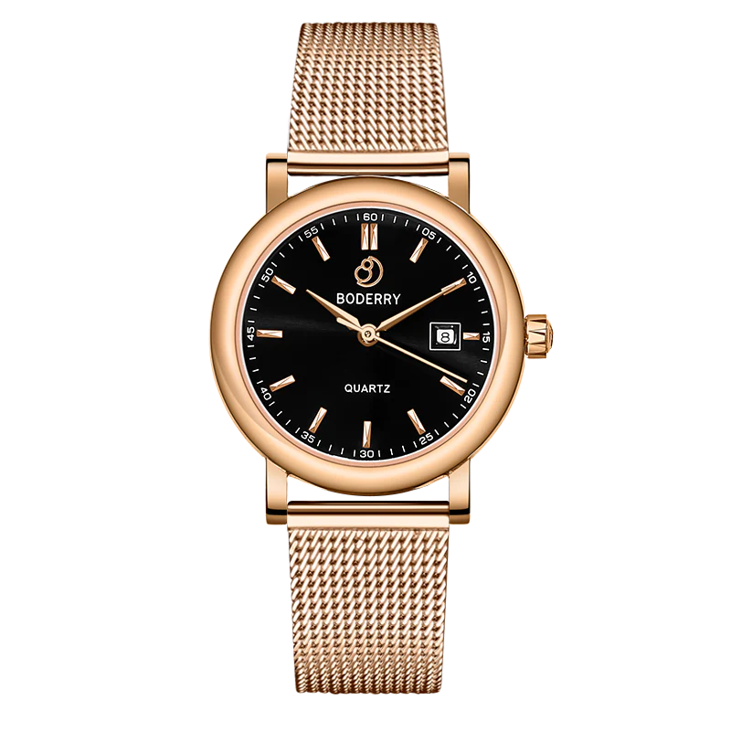 Boderry CLASSIC 32MM - Swiss Quartz Movement Watch | Rose Gold & Black