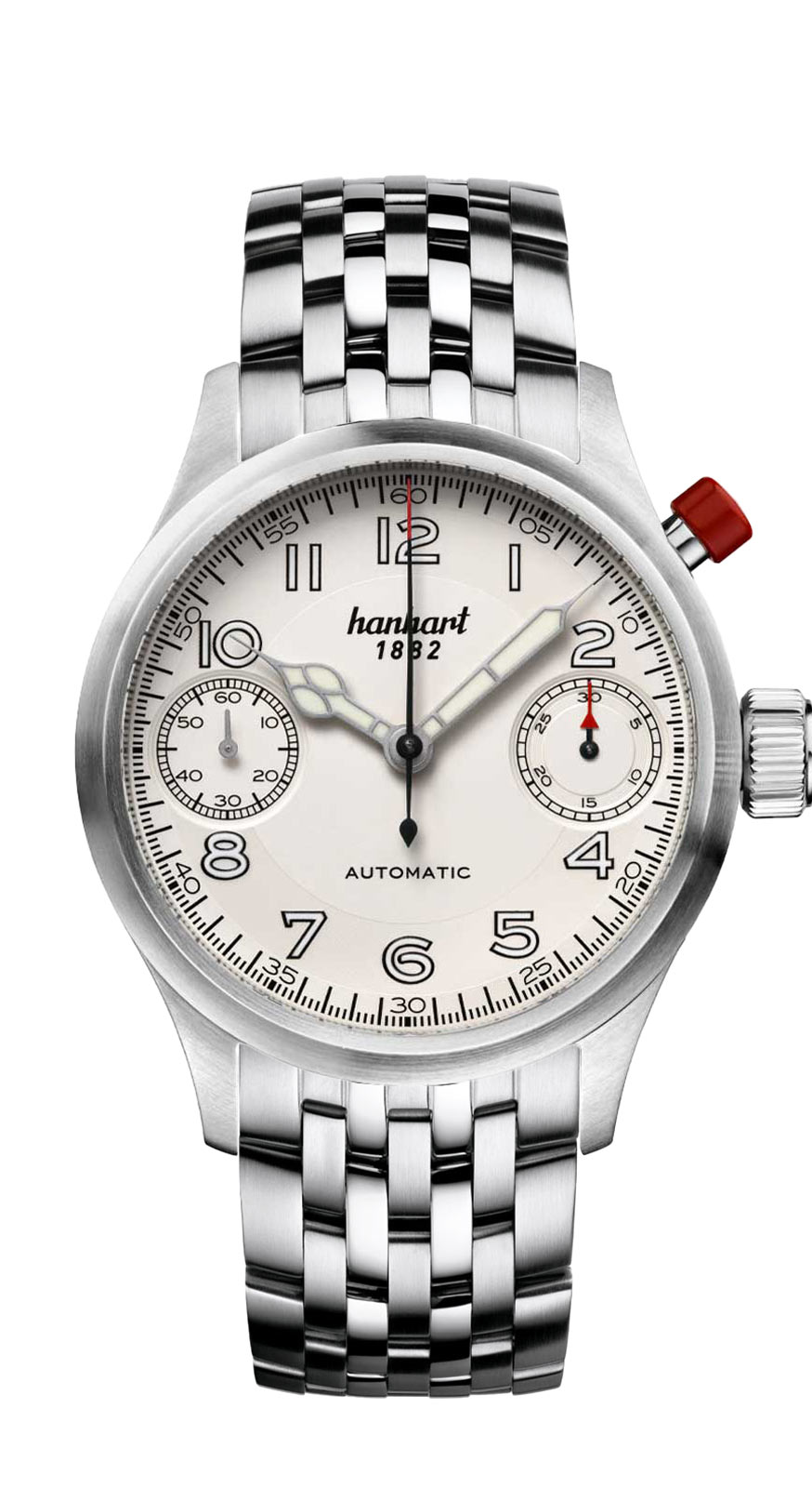 Hanhart PIONEER MonoScope silber, glatte Lünette, 45 mm