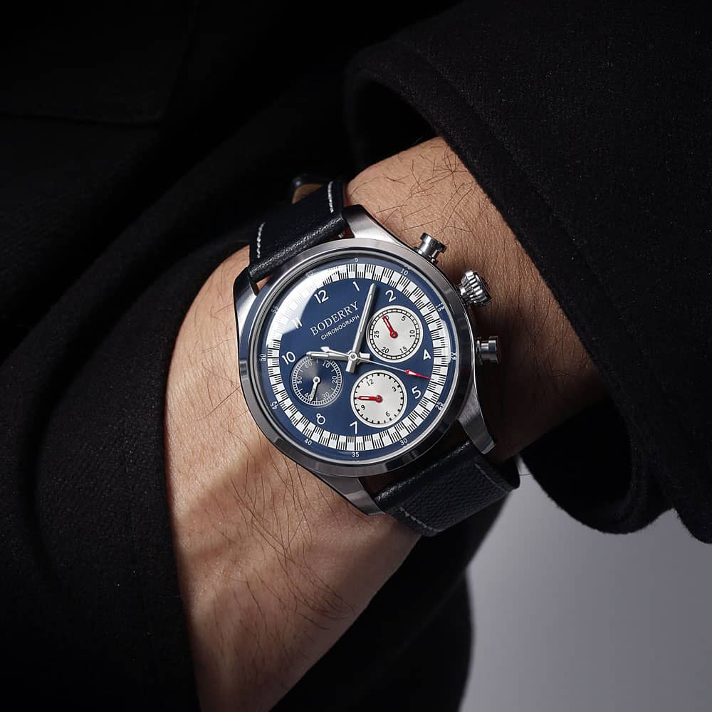 Boderry ASYMMETRY - Mechanical Chronograph with Domed Sapphire Crystal | Navy Blue