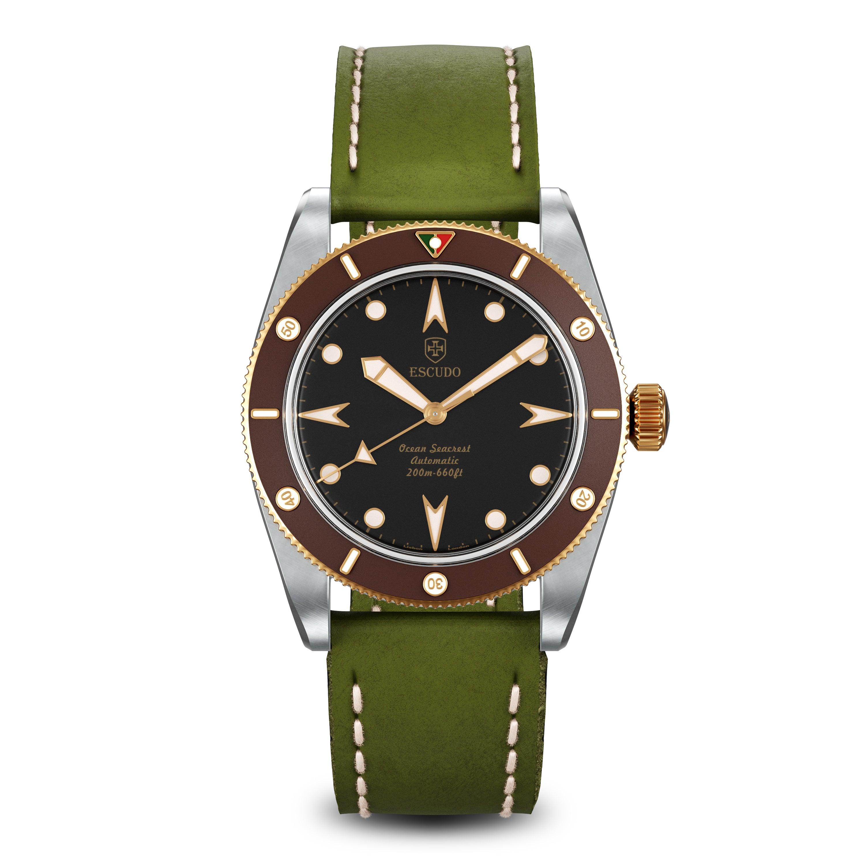 Escudo Watches Chocolate Bronze - Olive Leather - 39mm