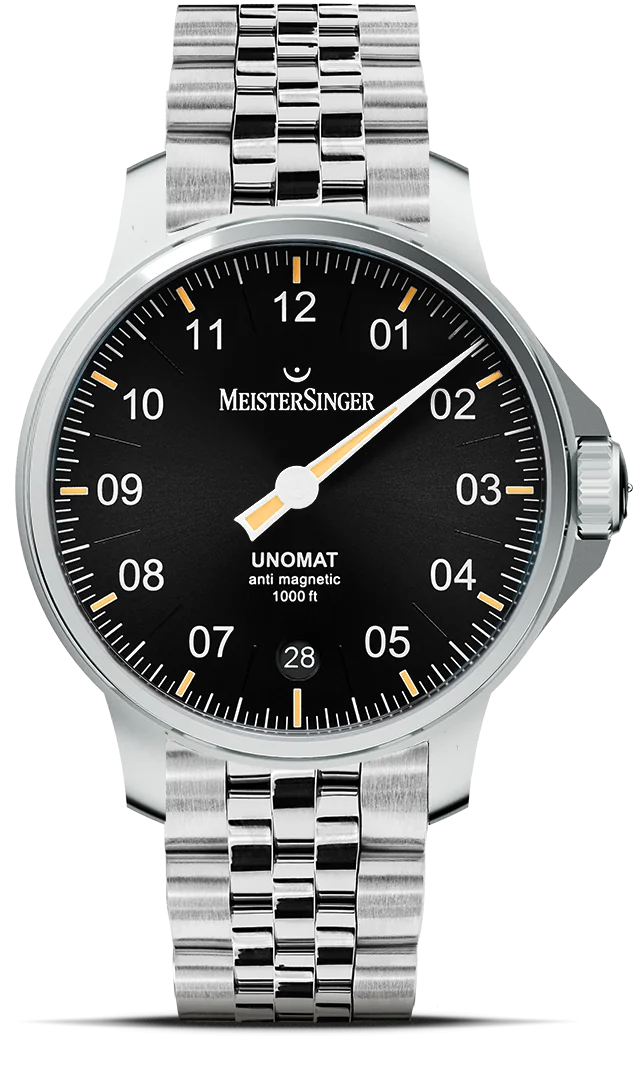 MeisterSinger Unomat – Schwarz mit Old Radium