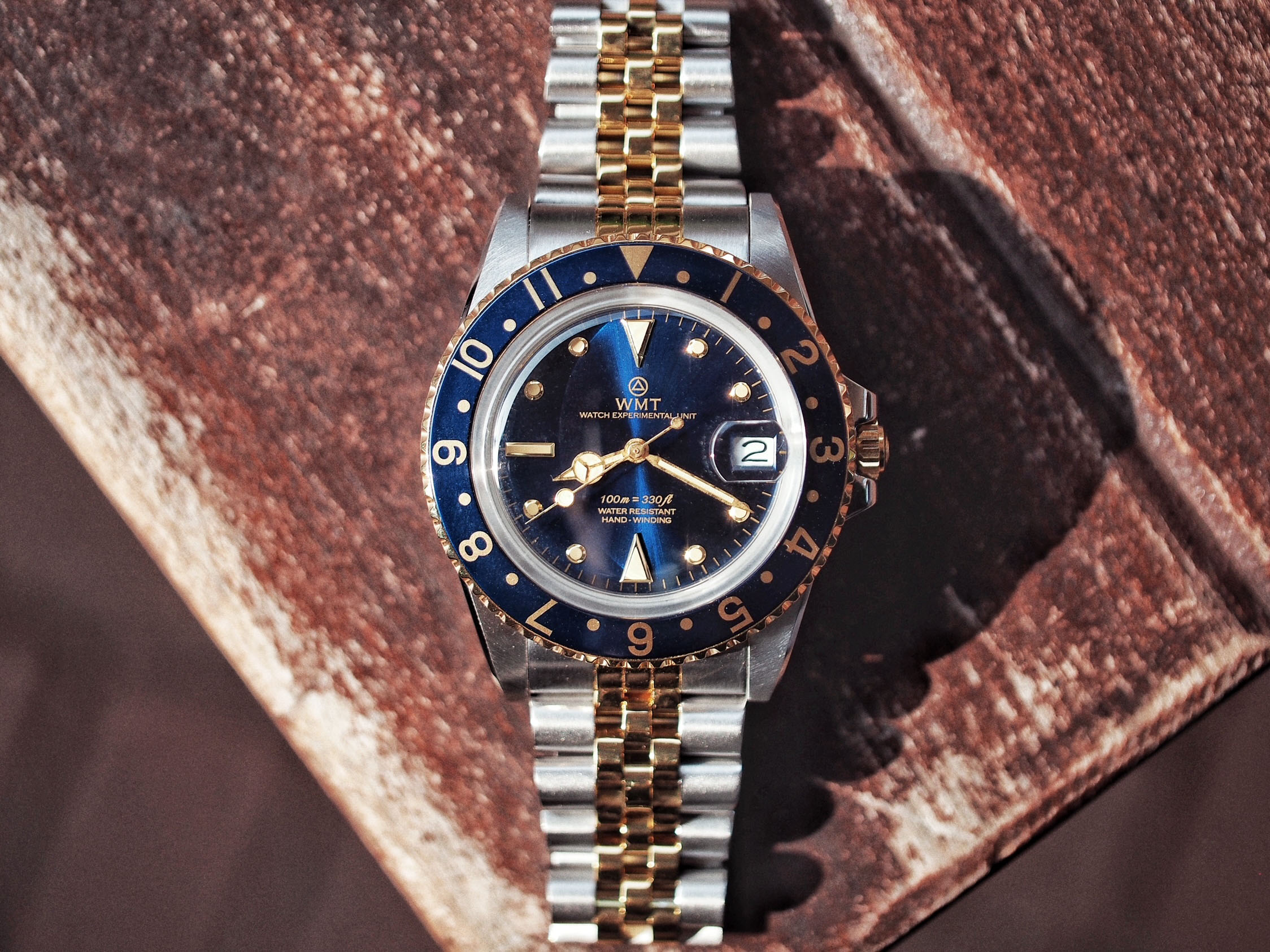WMT Watches Sanford – 2 Tone / Blue bezel Aged Edition