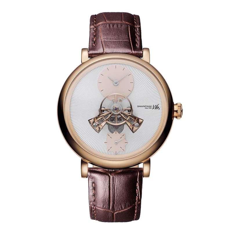 Shanghai Watch Shanghai Sky Dome 40mm Watch - White Dial & Brown Stripe