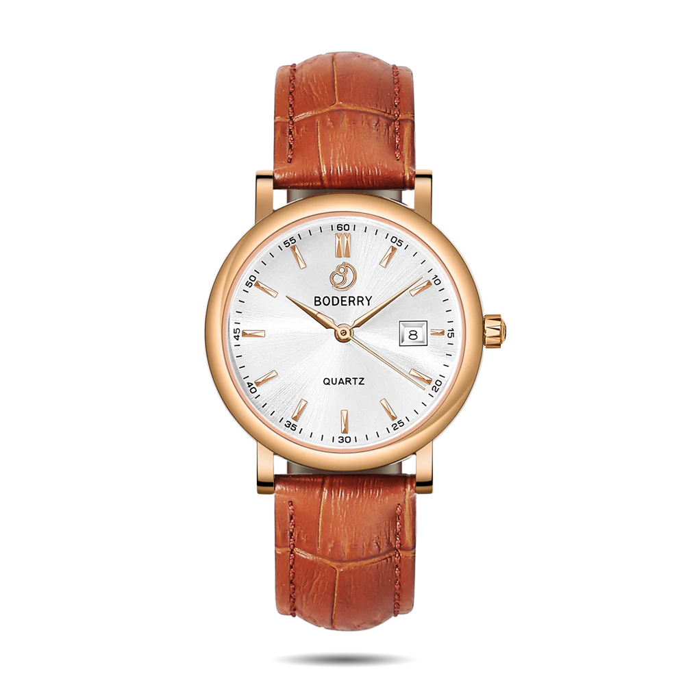 Boderry CLASSIC 36MM - Swiss Quartz Movement Watch | Rose Gold & White