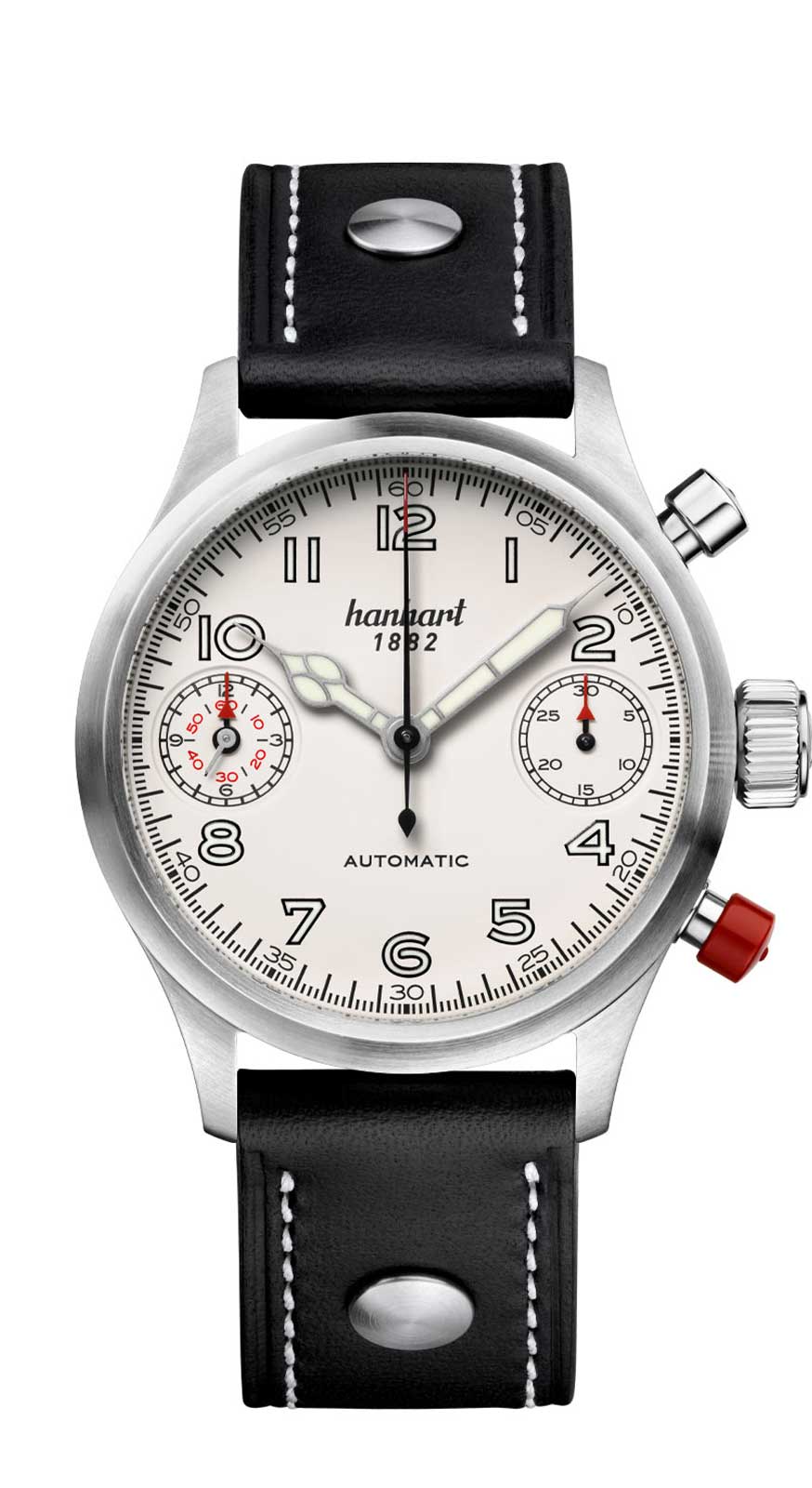 Hanhart PIONEER TwinDicator, altweiß, glatte Lünette, 45 mm