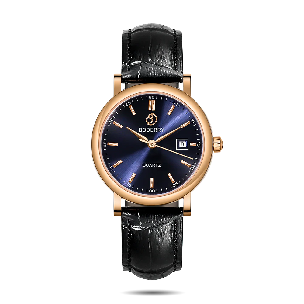 Boderry CLASSIC 36MM - Swiss Quartz Movement Watch | Rose Gold & Blue