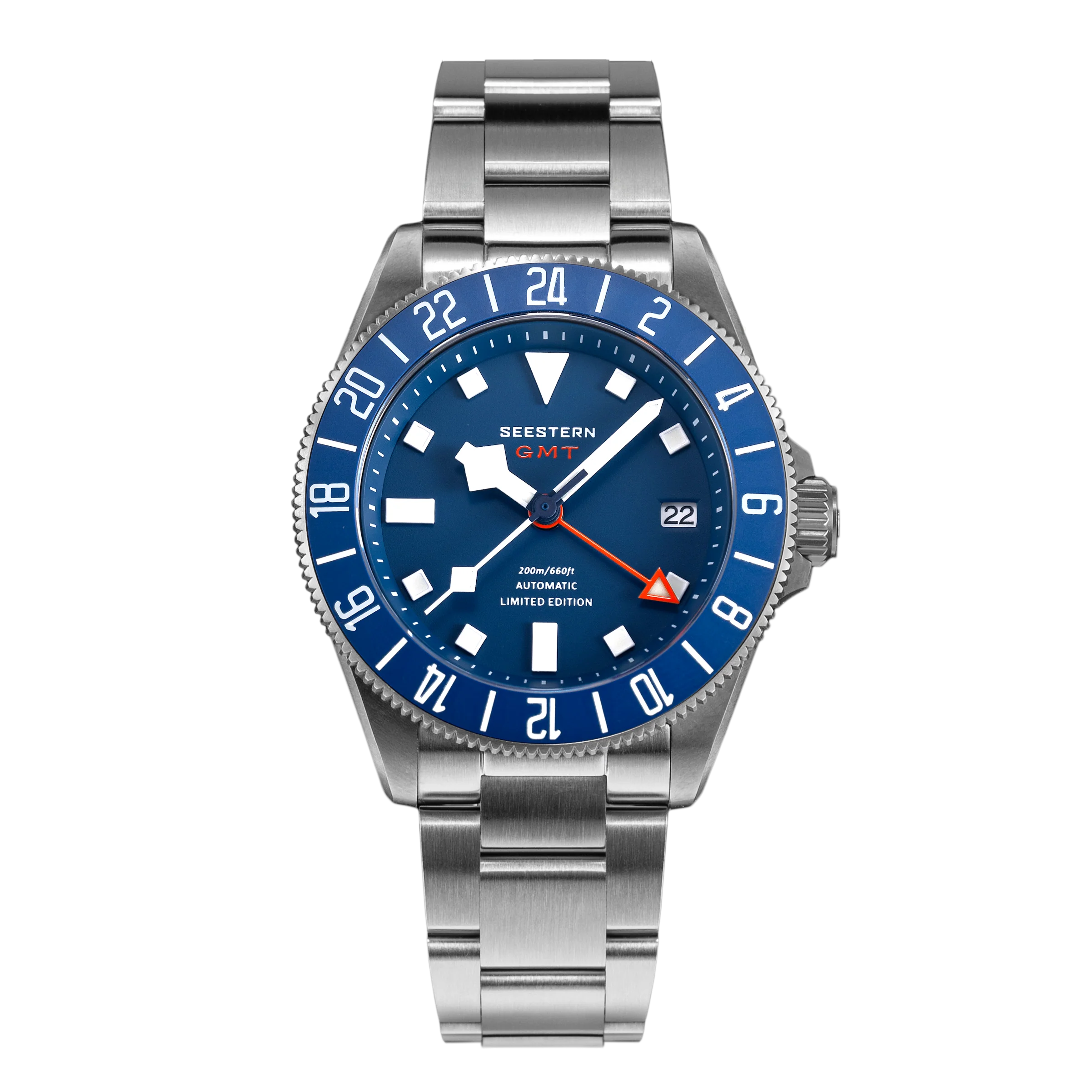 Sugess Seestern S462 Titanium Professional GMT Diver Blue Dial Blue Bezel Limited Edition