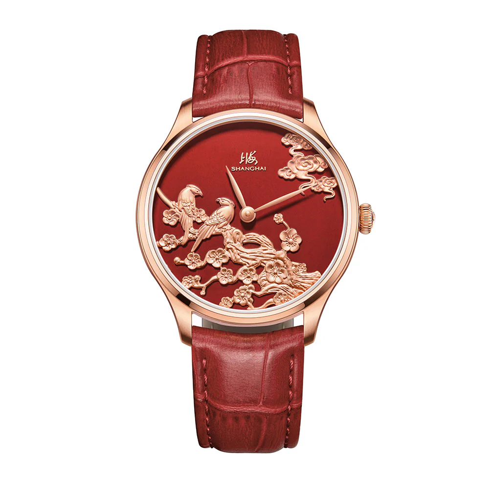 Shanghai Watch Shanghai Magpies and Prunus 36mm Watch - Red