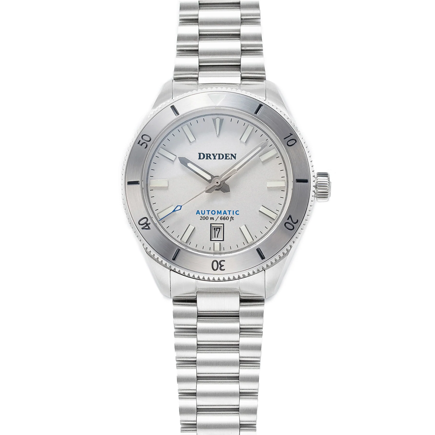 Dryden Watch Company Dryden Pathfinder 41mm Automatic Dive Watch - Arctic Silver