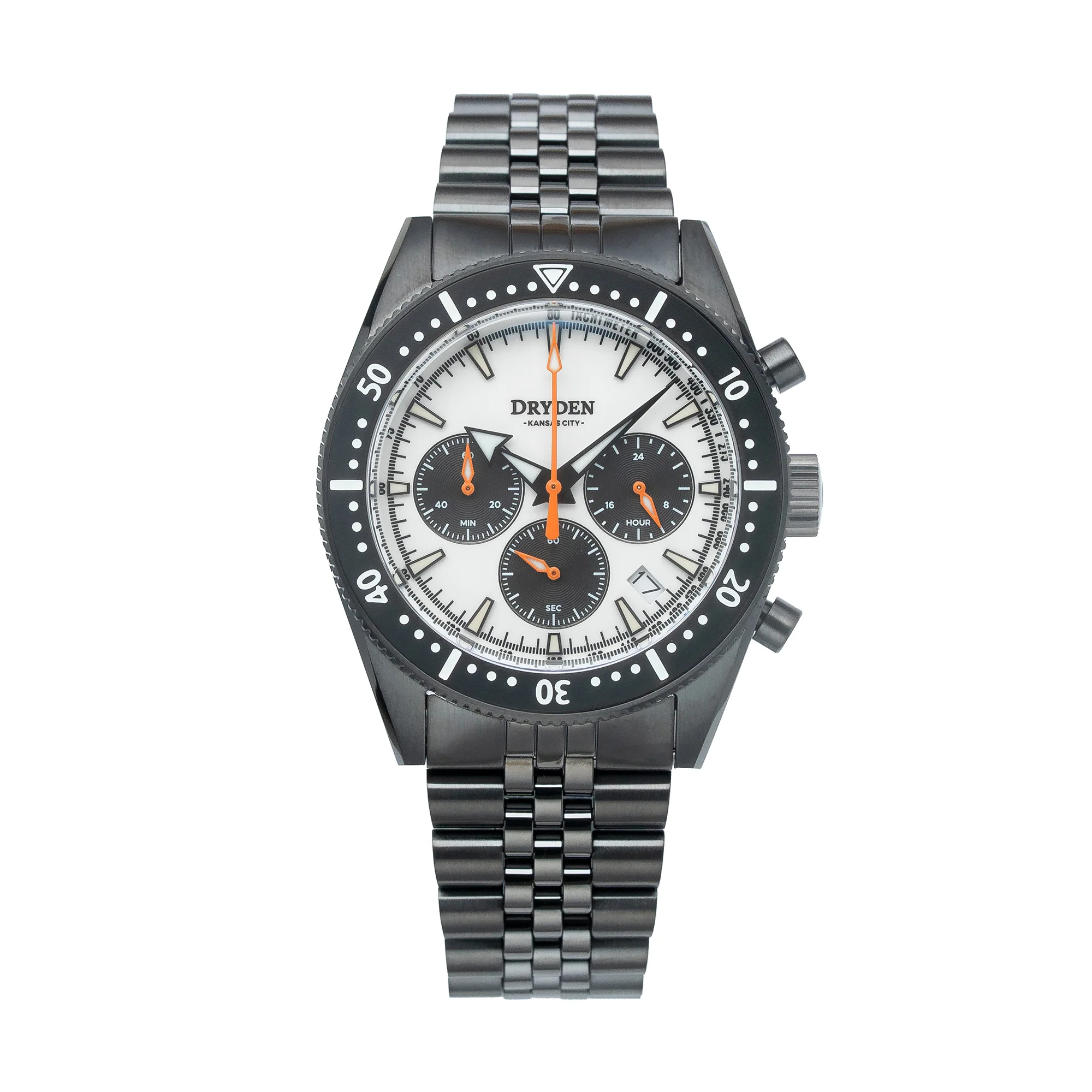 Dryden Watch Company Dryden Chrono Diver Gen 2 42mm Chronograph - PVD Panda Orange