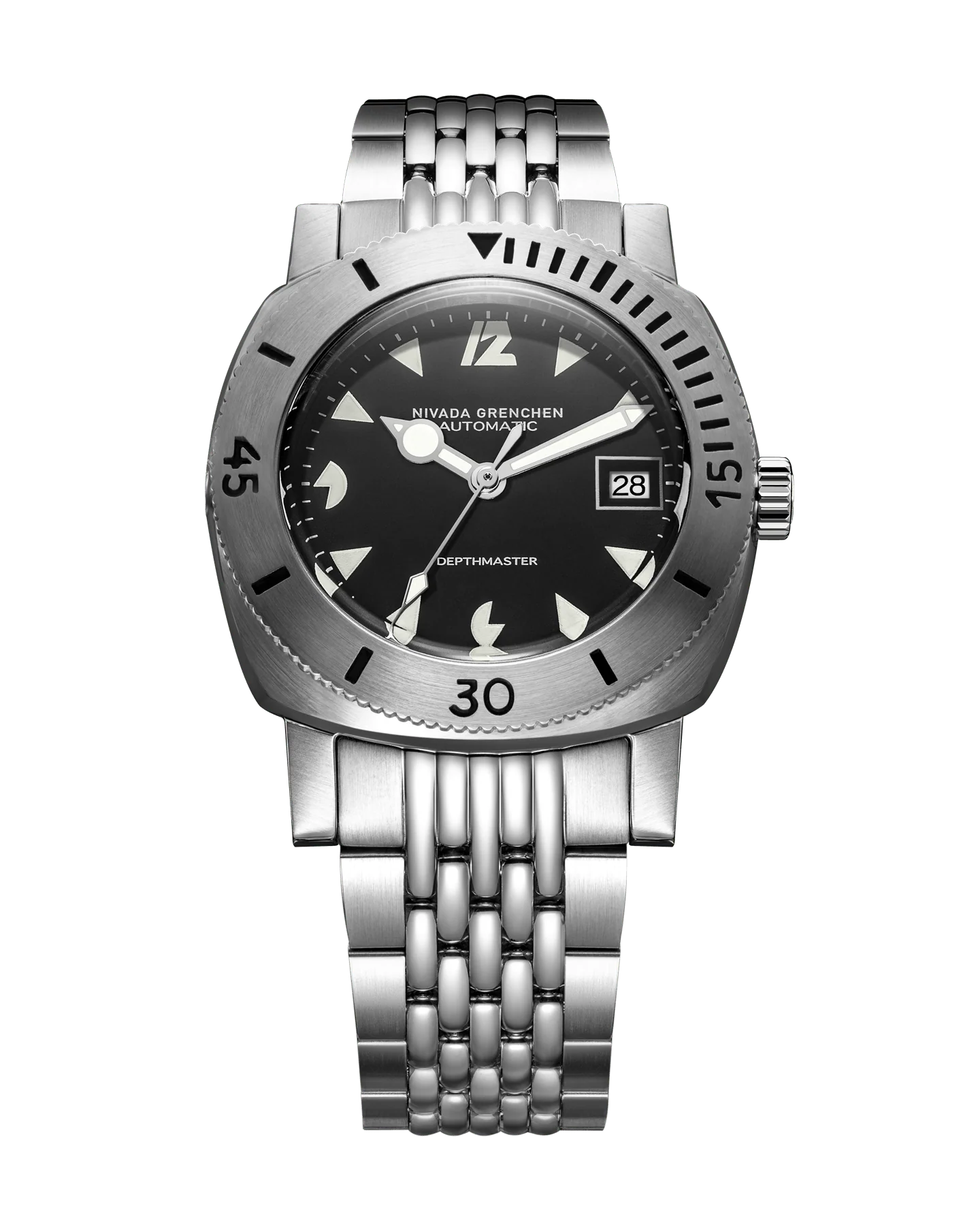 Nivada Grenchen WHITE ART DECO DATE DEPTHMASTER