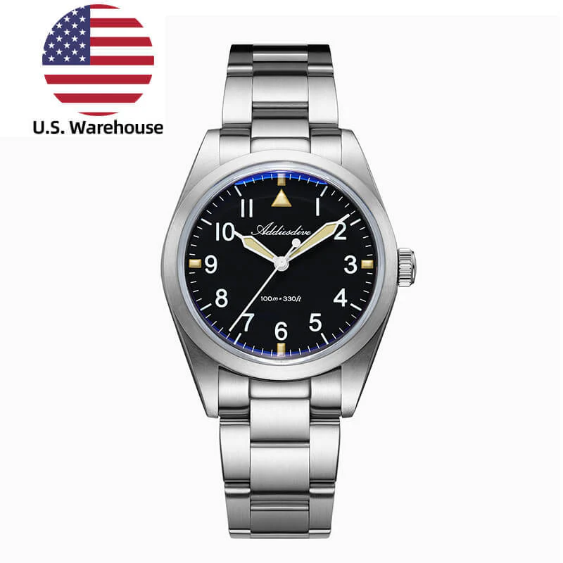 Addiesdive U.S. Warehouse -Addiesdive 36mm Titanium Military Field Watch AD2502