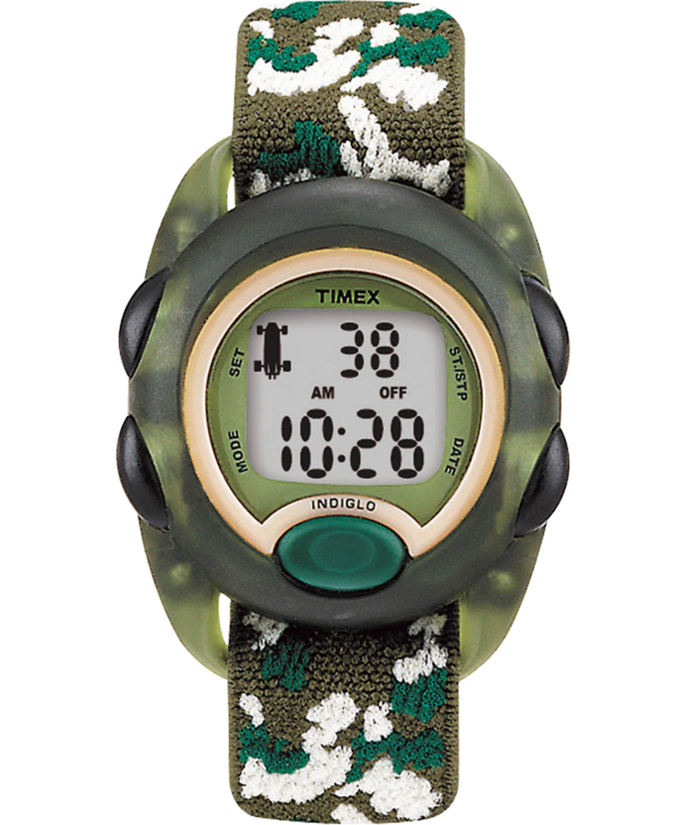 Timex TIMEX TIME MACHINES® 34mm Green Camo Elastic Fabric Kids Digital Watch