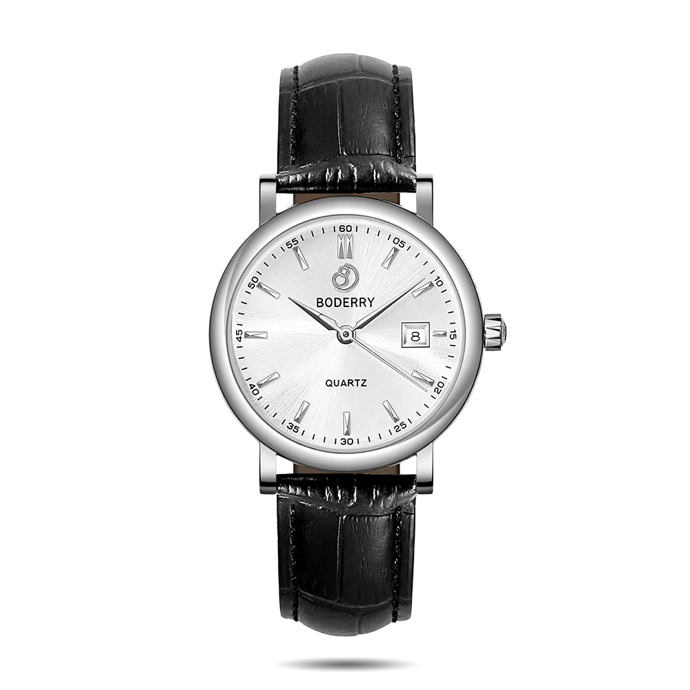 Boderry CLASSIC 36MM - Swiss Quartz Movement Watch | Silver & White