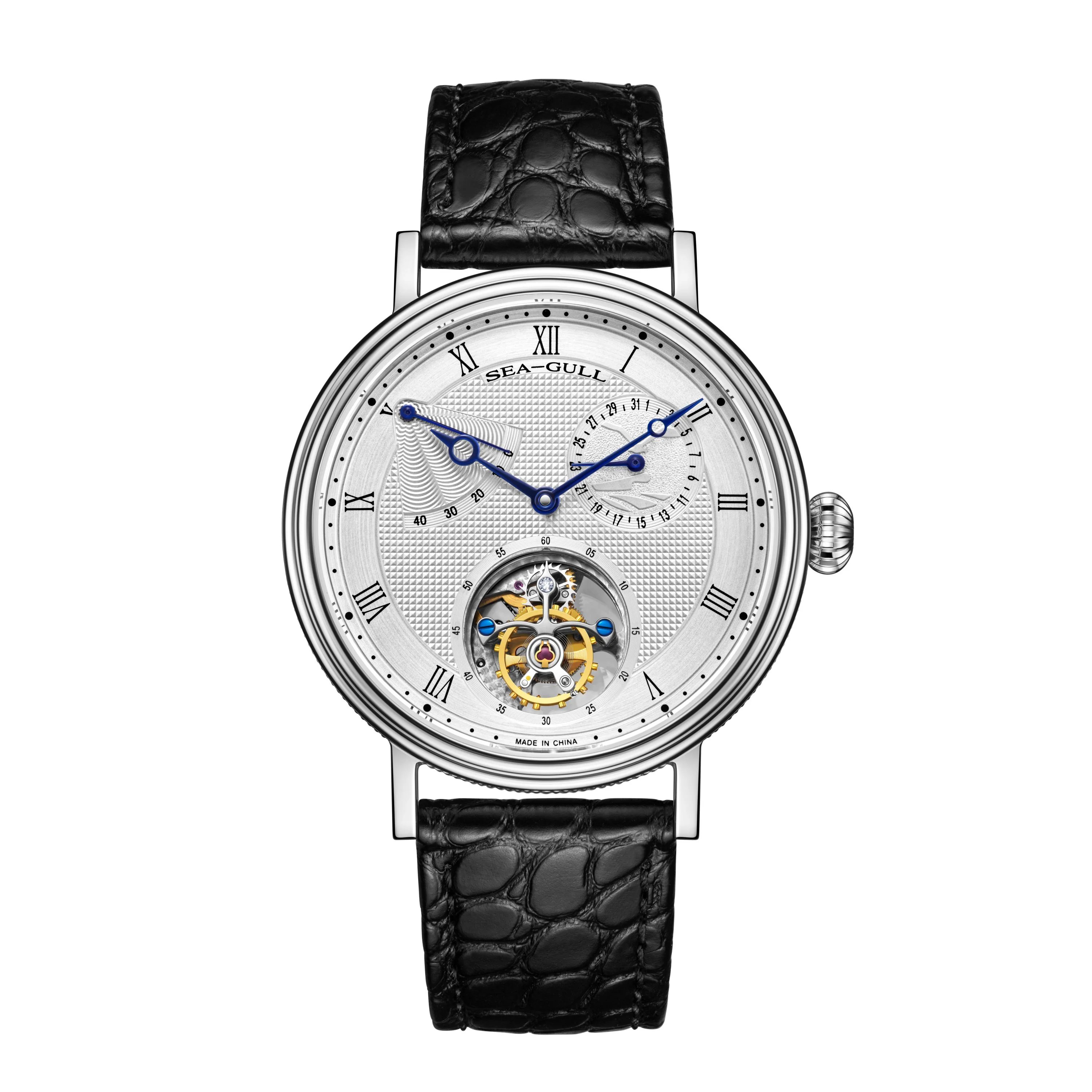 Sea-Gull Heritage Series Guilloché Dial Power Indicator Calendar Tourbillon Watch 41mm