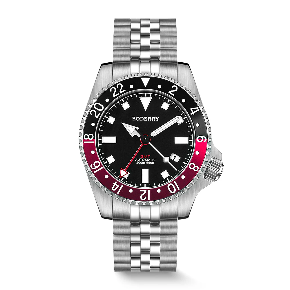 Boderry ADMIRAL GMT - 200M Waterproof Titanium Automatic Diver Watch | Black