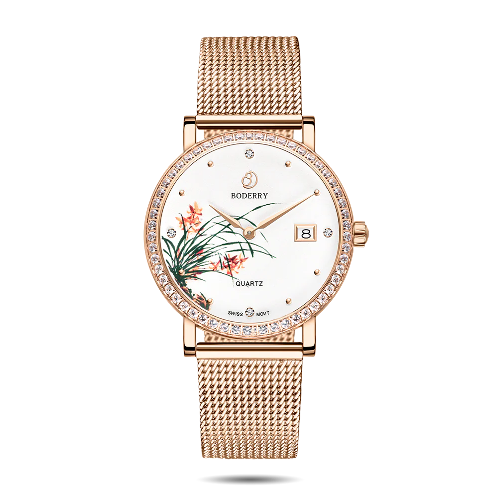 Boderry FLOWER - Swiss Quartz Movement Watch | Rose Gold & Orchid