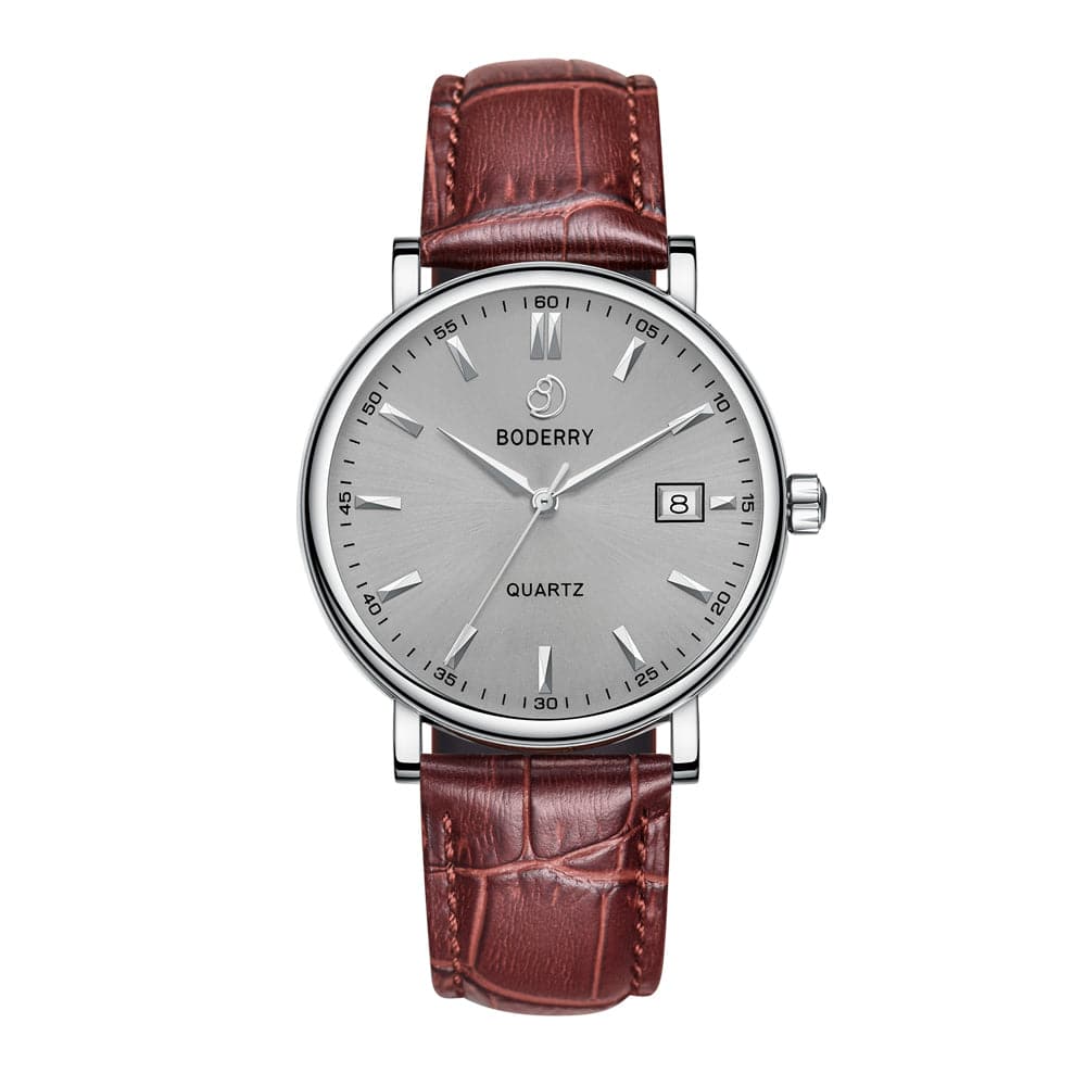 Boderry CLASSIC 40MM - Swiss Quartz Movement Watch | Silver & Grey Dial