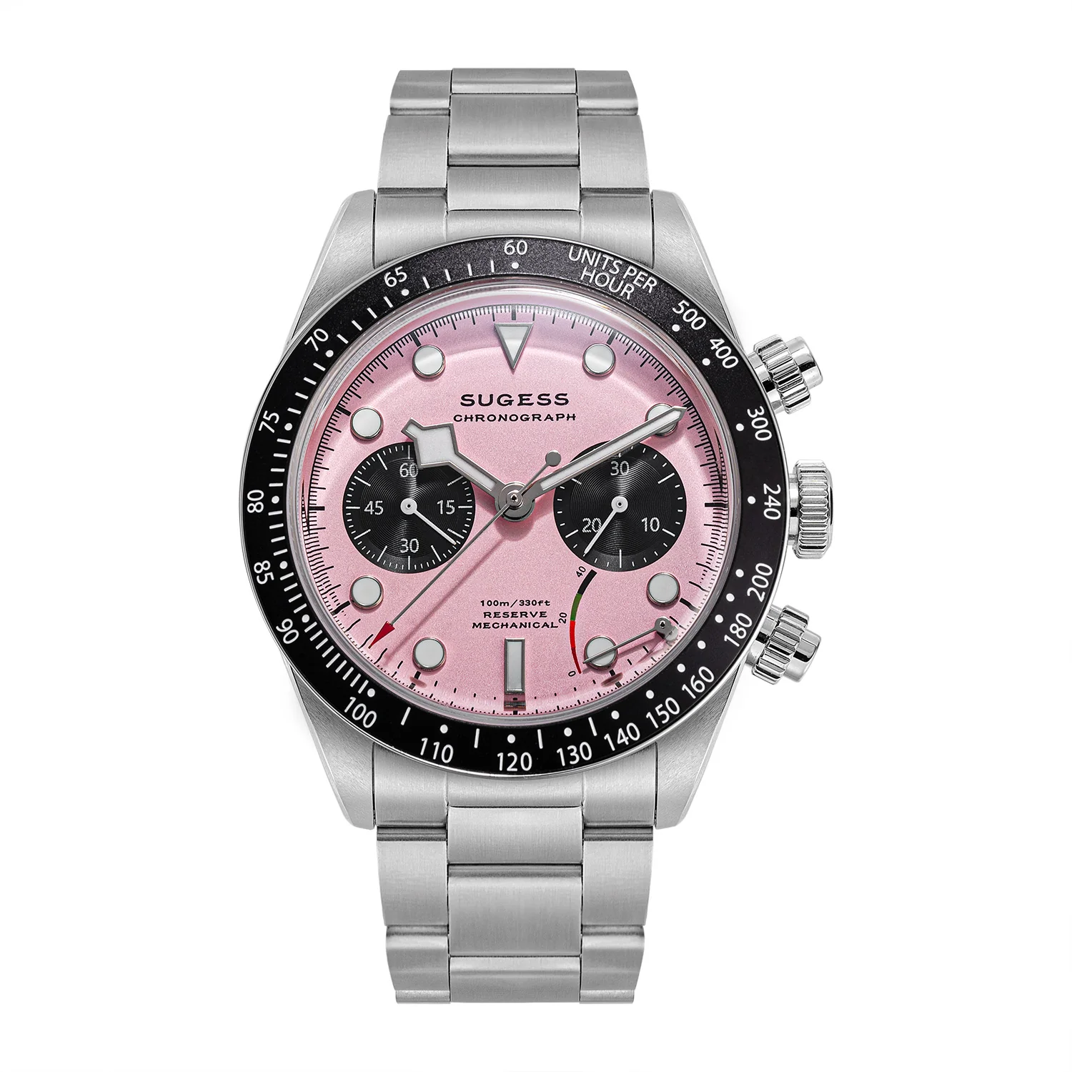 Sugess Chrono Heritage S457 Chronograph Power Reserve Pink Panda Dial