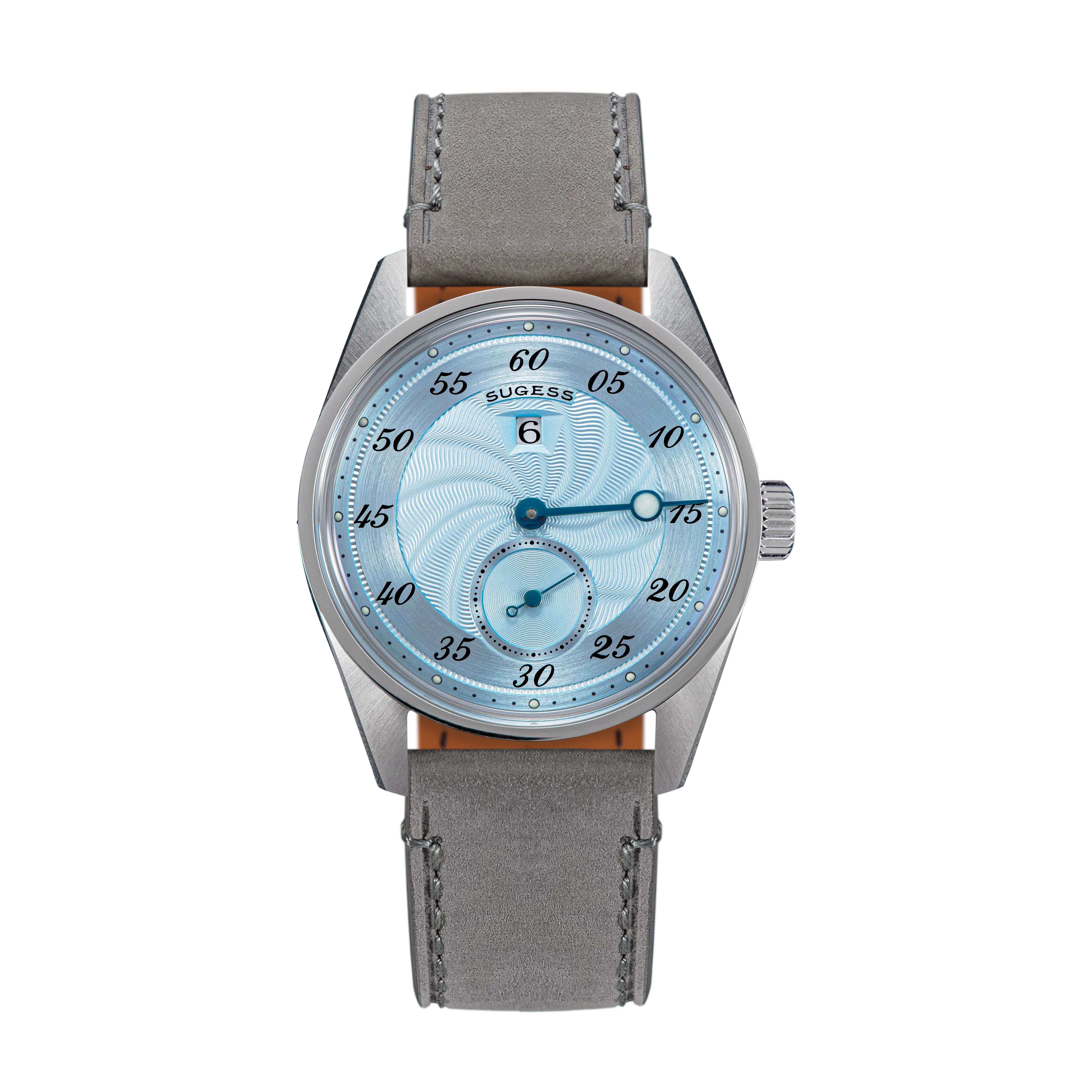 Sugess Automatic S451-1 Light Blue Dial Jumping Hour One Pointer Stainless Steel