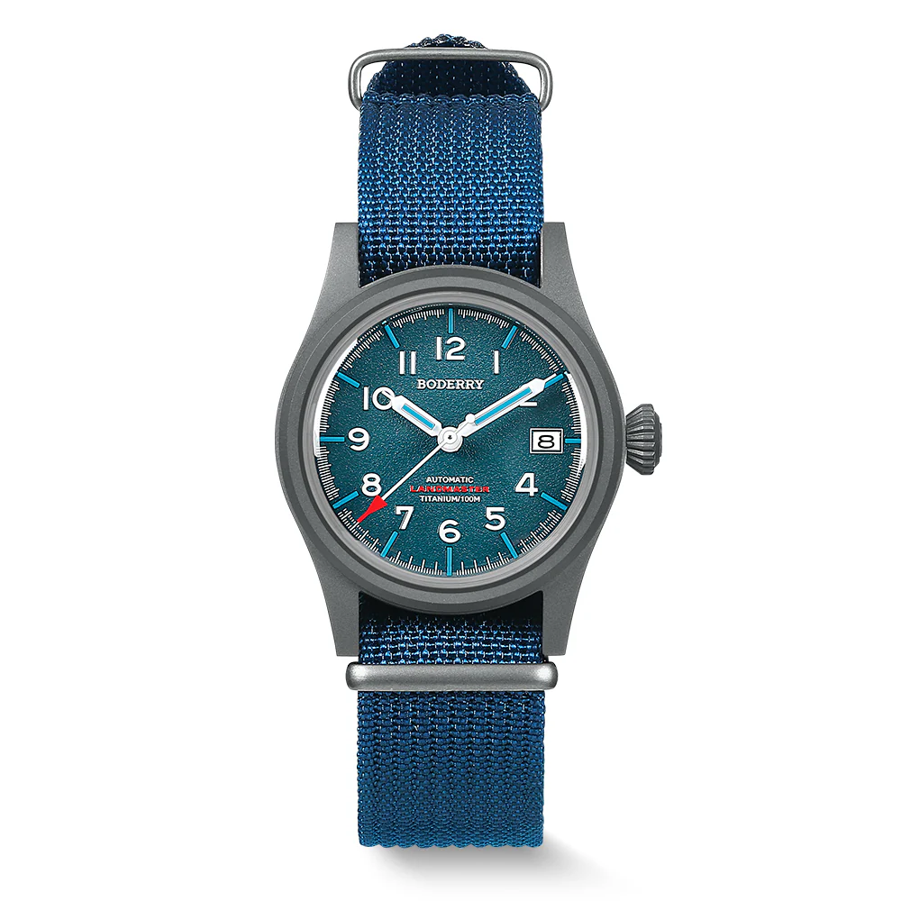 Boderry LANDMASTER - 100M Waterproof Titanium Automatic Field Watch | Blue