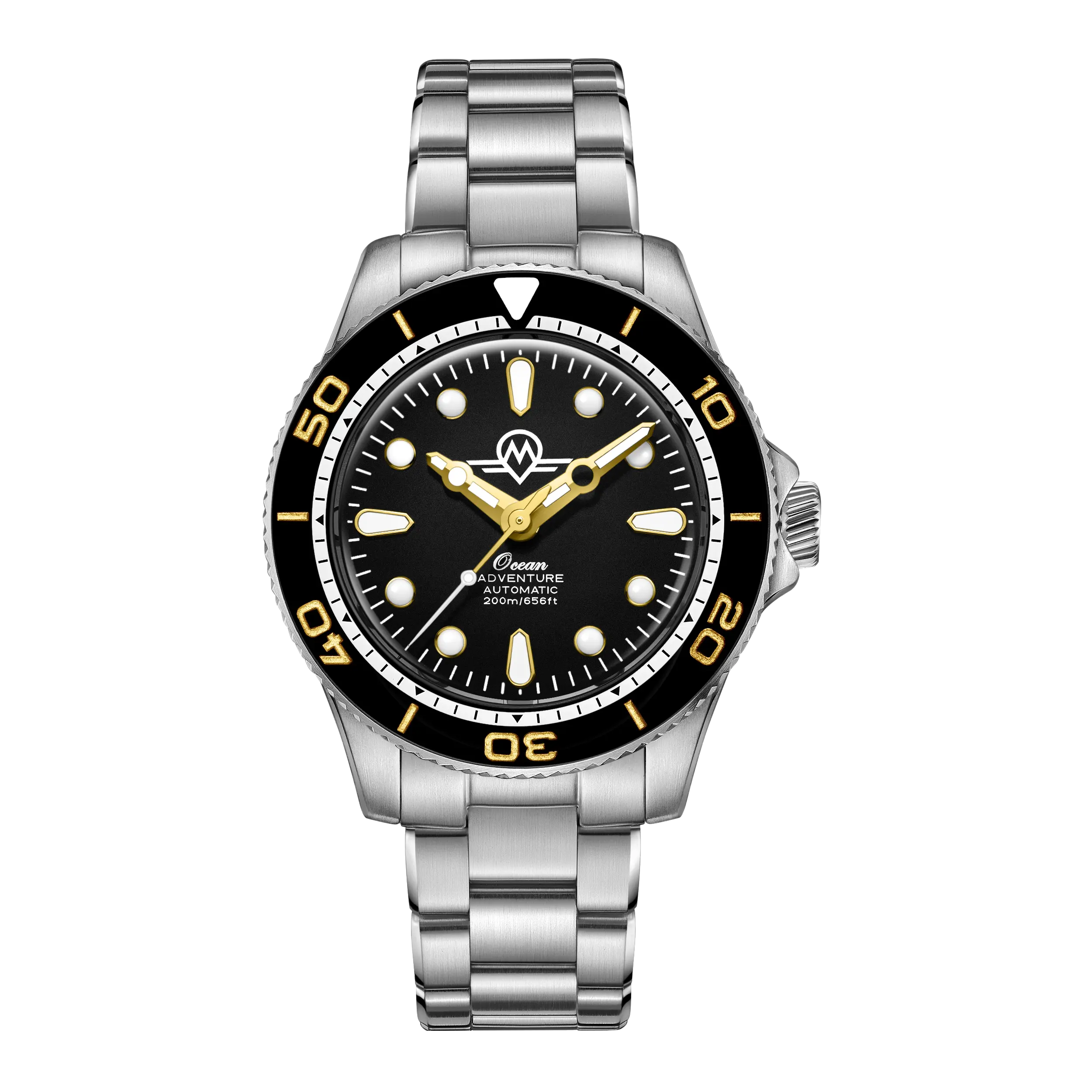 Monro MONRO OCEAN ADVENTURE MOA-2 PACIFIC BLACK, Automatic Dive Watch, 41mm Stainless Steel, Black Dial