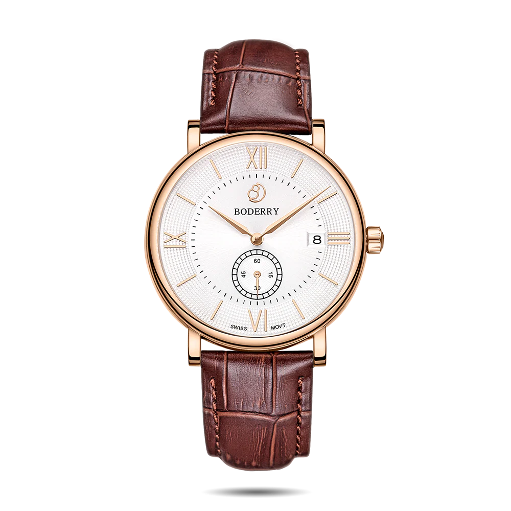 Boderry ELEGANT - Swiss Quartz Movement Watch| Rose Gold & White Dial