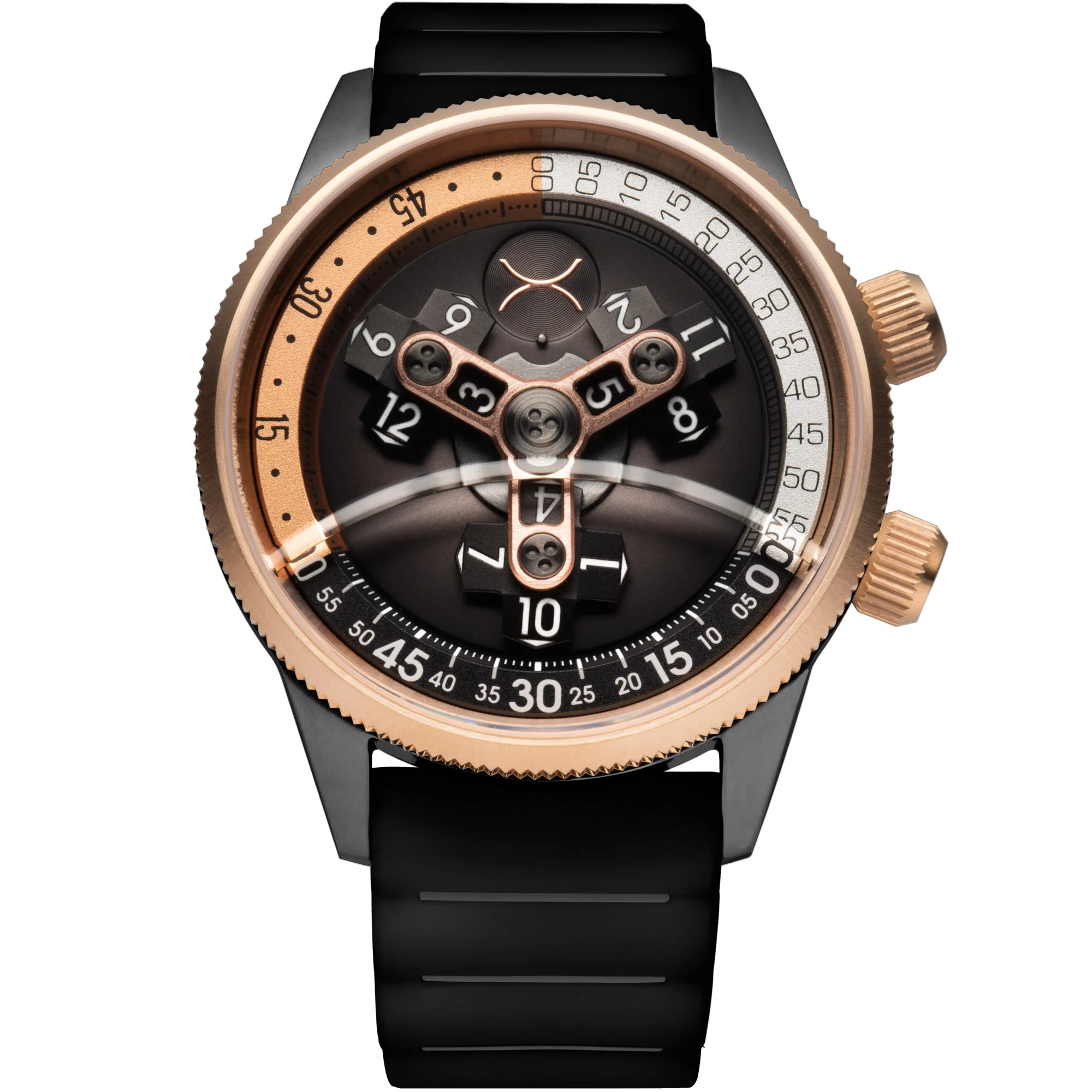 Xeric Vendetta II Automatic Wandering Hour Gunmetal Rose Gold