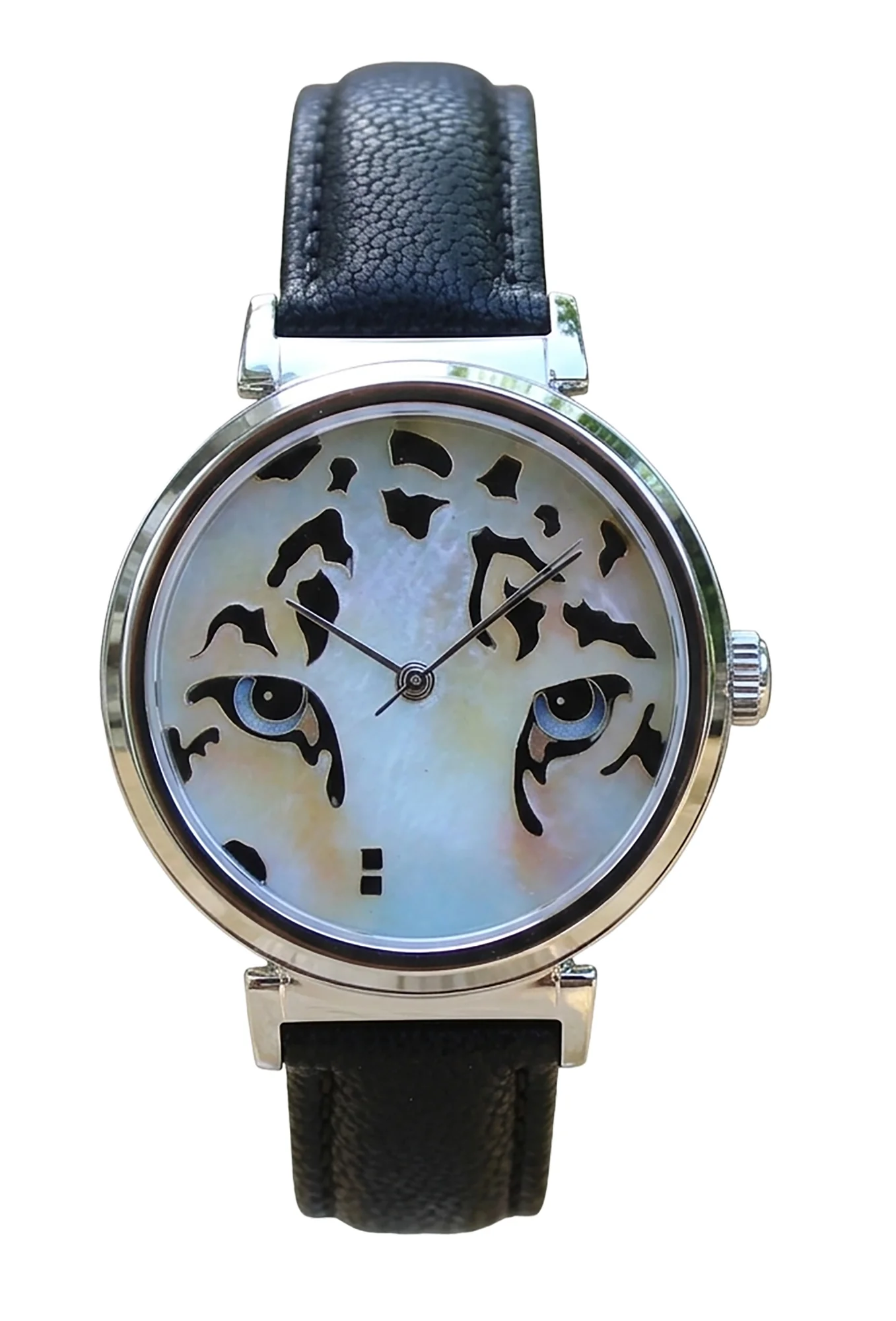 Celeste Watch Company Cloisonné Snow Leopard by Merry-Lee Rae - 38mm Swiss Automatic