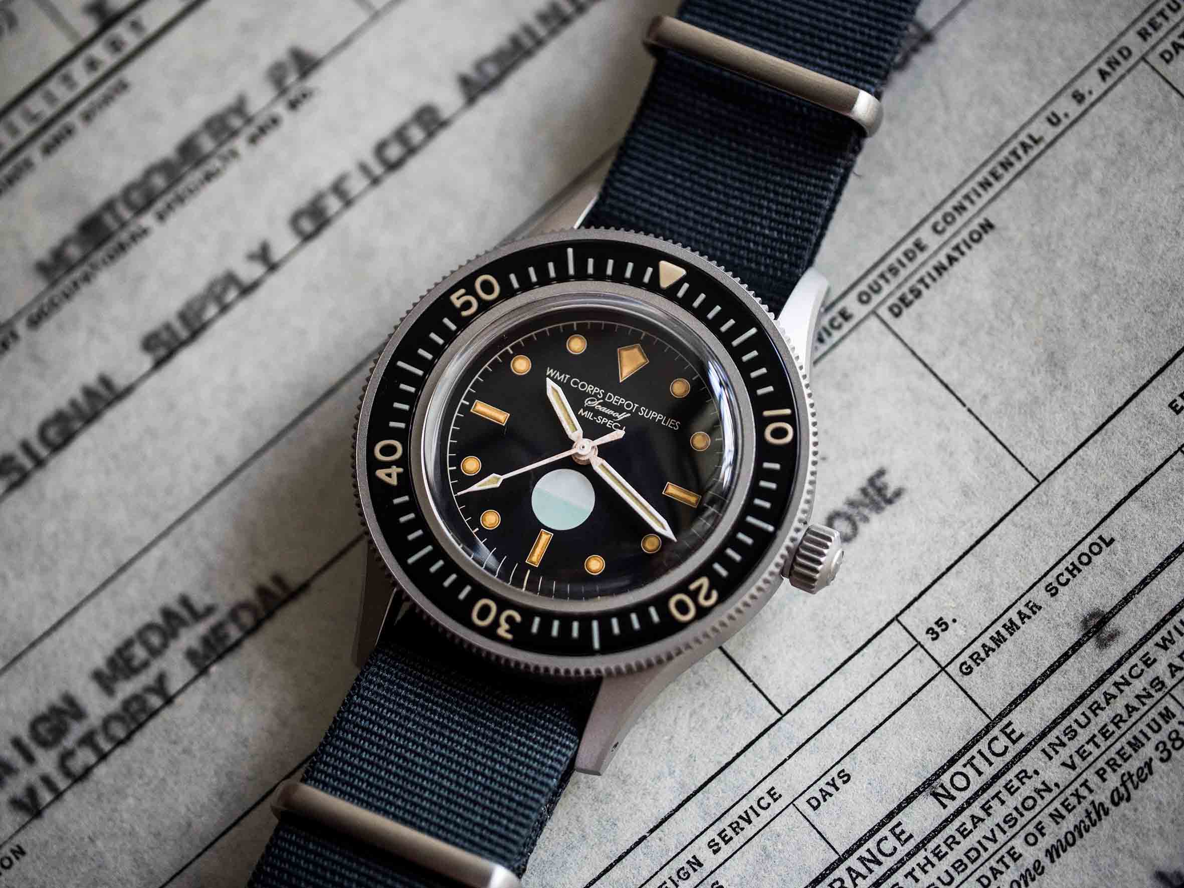 WMT Watches Seawolf – Milspec I / Aged Edition / Rubber Strap + Nato Strap Set