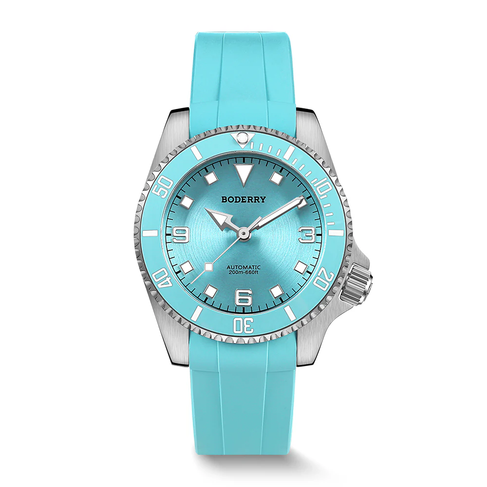 Boderry ADMIRAL 3-Hand No-Date - 200M Waterproof Titanium Automatic Diver Watch | Glacier Blue(Ceramic Bezel)