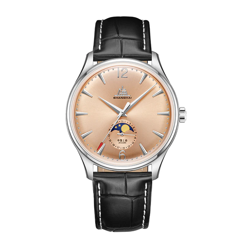 Shanghai Watch Shanghai 50s 39mm Watch - Moonphase Salmon (Special Edition)