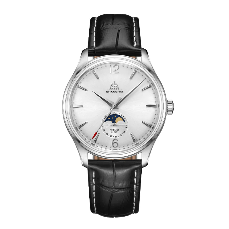 Shanghai Watch Shanghai 50s 39mm Watch - Moonphase Silver (Special Edition)
