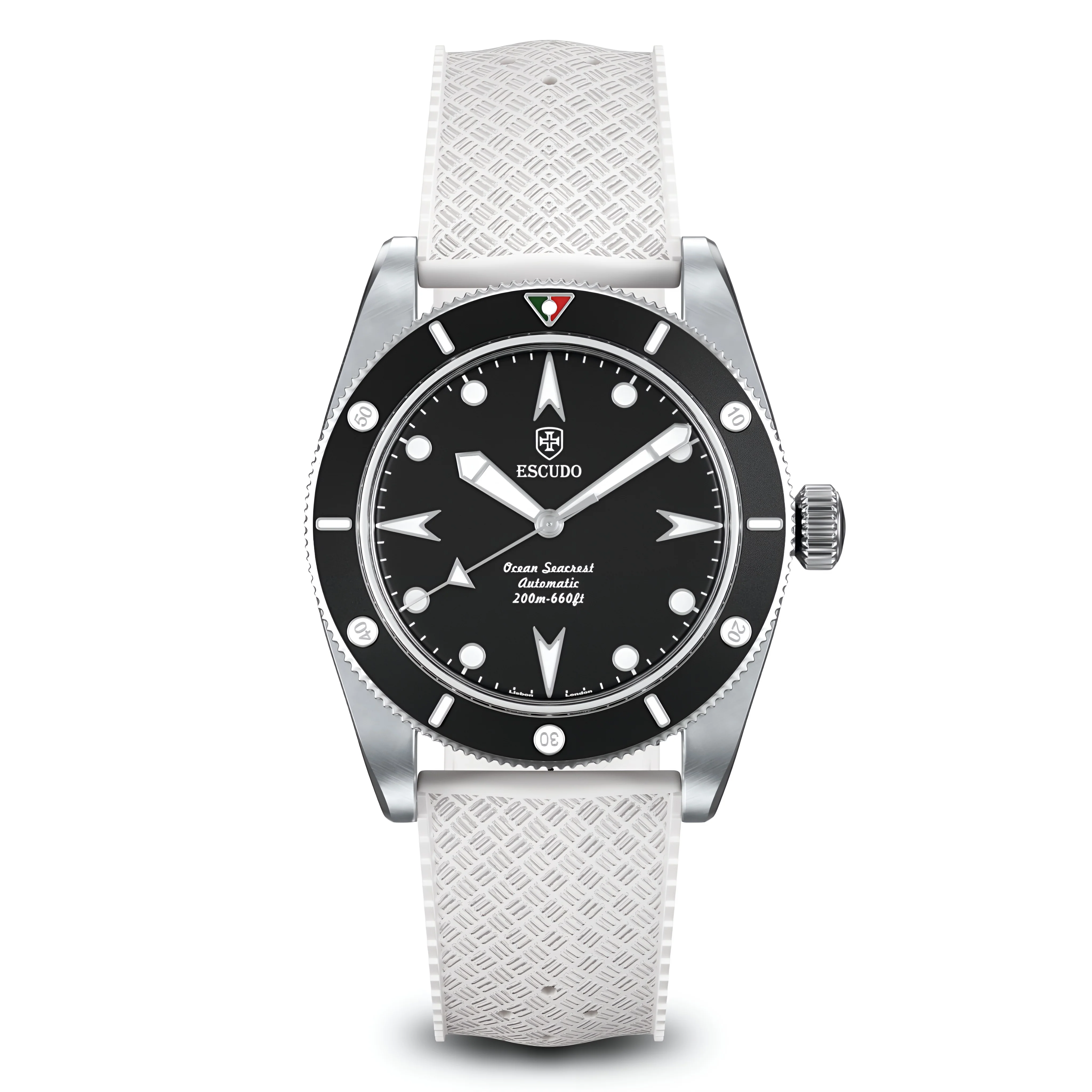 Escudo Watches Preto - White FKM Rubber - 39mm