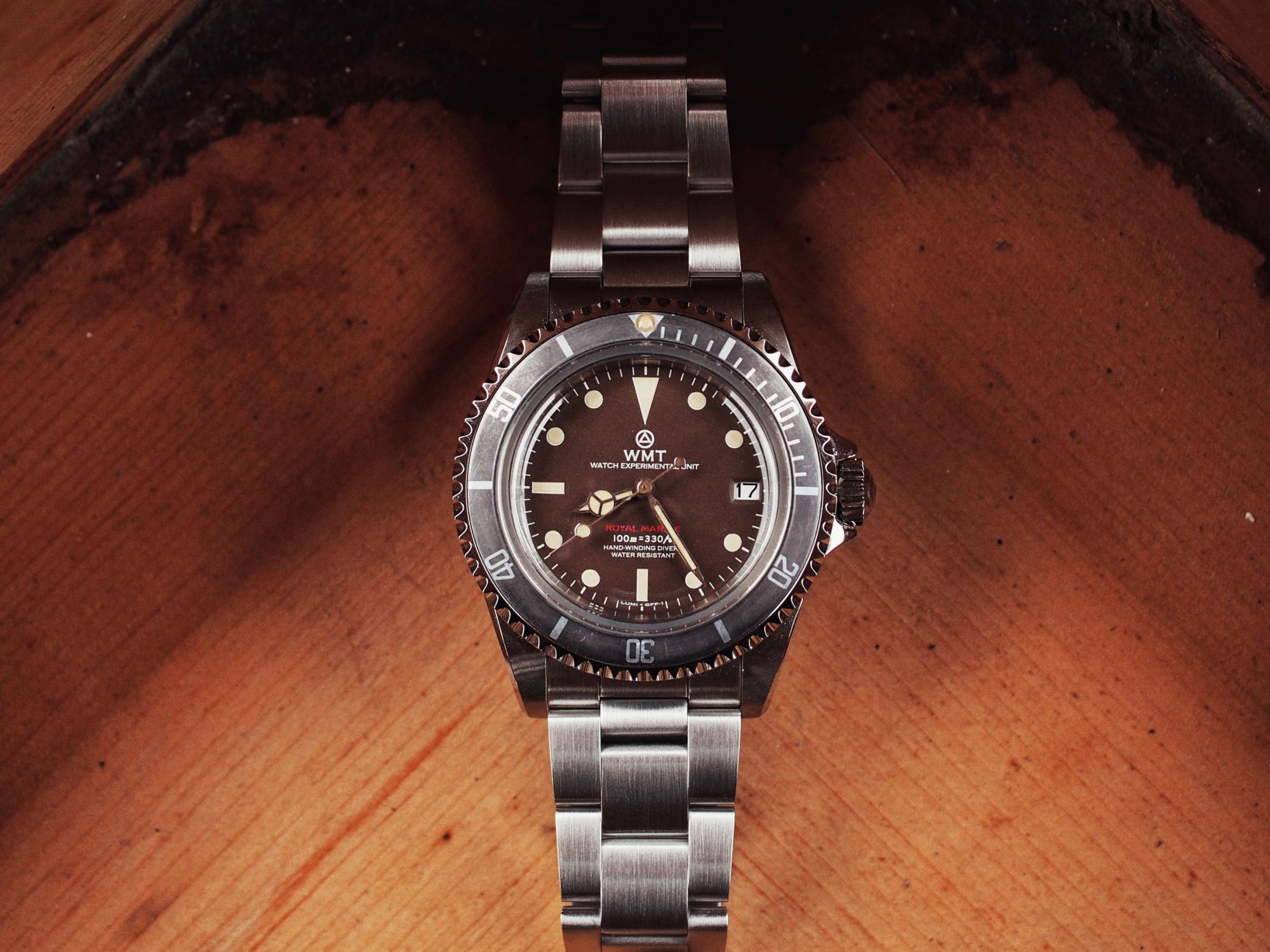 WMT Watches Royal Marine – ( Tropical Brown ) Metal Band + Italian Leather Strap ” Aged ” Edition