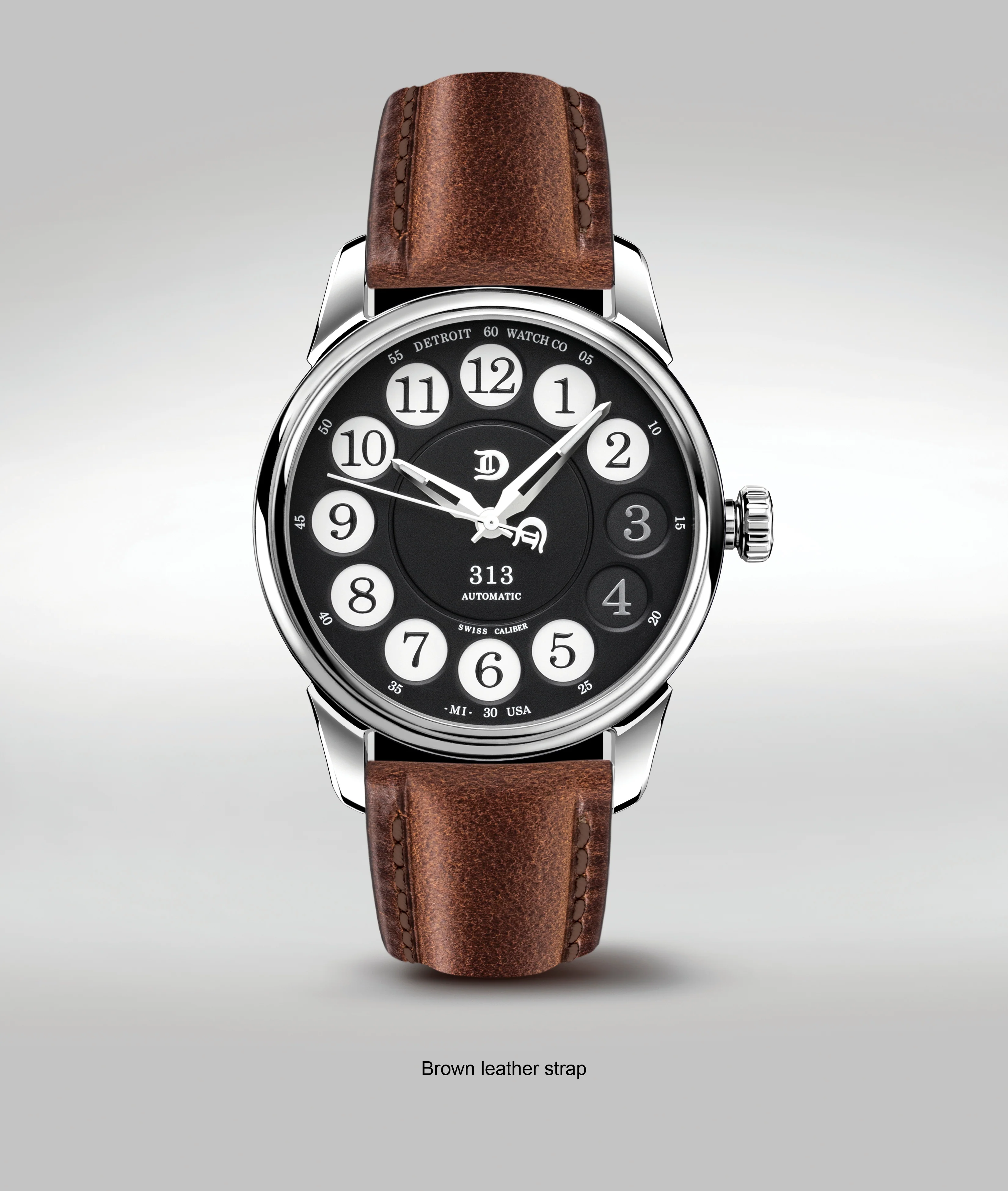 Detroit Watch Company 42mm City Collection 313® Exhibition back