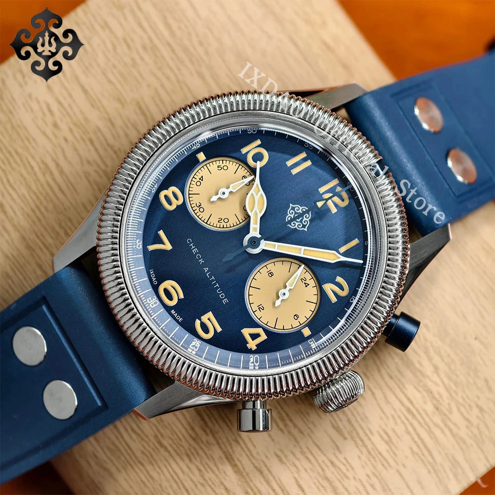 IXDAO 2025 New JD-X10S IXDAO 39mm Pilot Men Quartz Watches Peregrine Falcon Series VK64 Sapphire Stainless Steel Sports Chronograph 10Bar C3