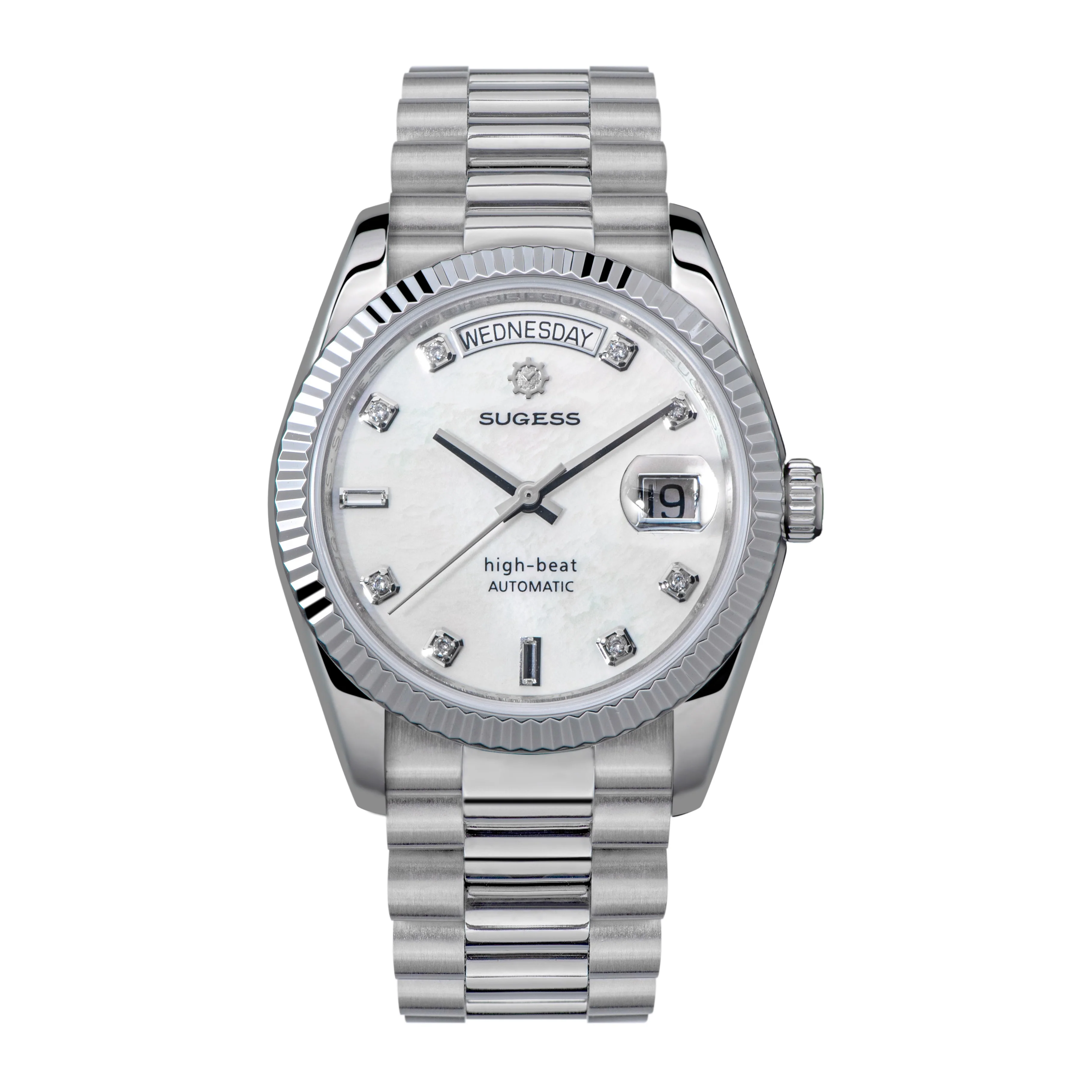 Sugess Heritage S449 DD Date and Day Display DD36 36mm Stainless Steel White Pearl Dial Automatic