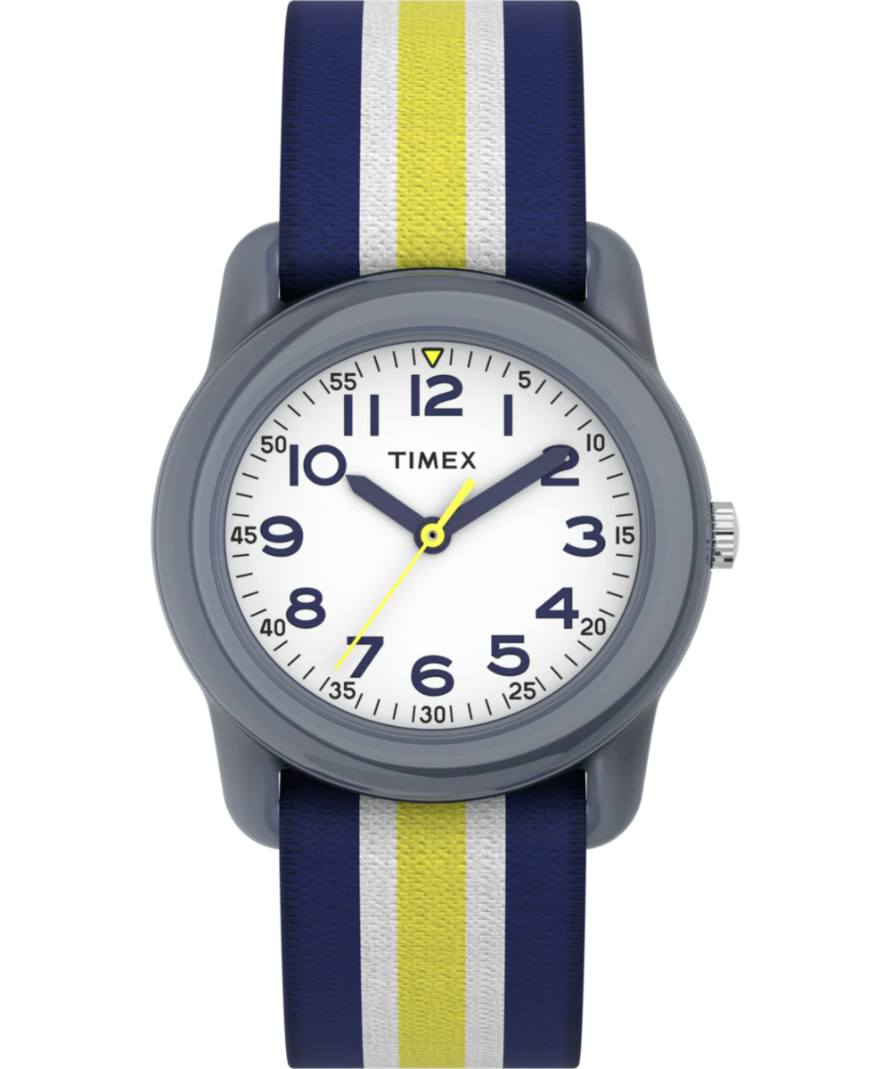 Timex TIMEX TIME MACHINES® 29mm Blue/Yellow Stripe Elastic Fabric Kids Watch