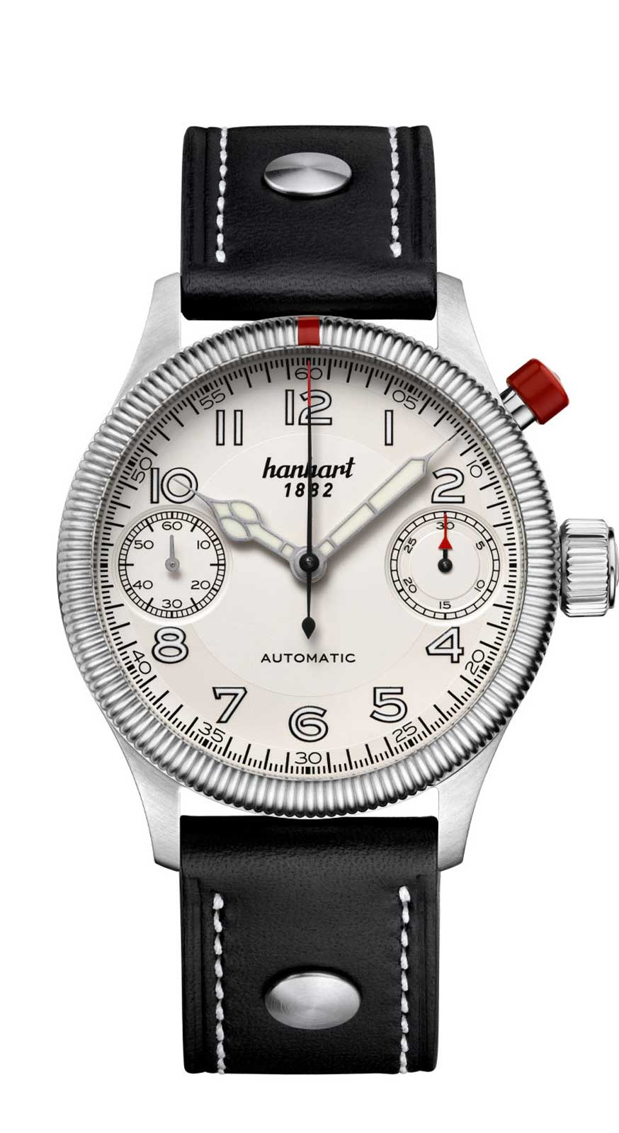 Hanhart PIONEER MonoScope silber, kannelierte Lünette, 45 mm