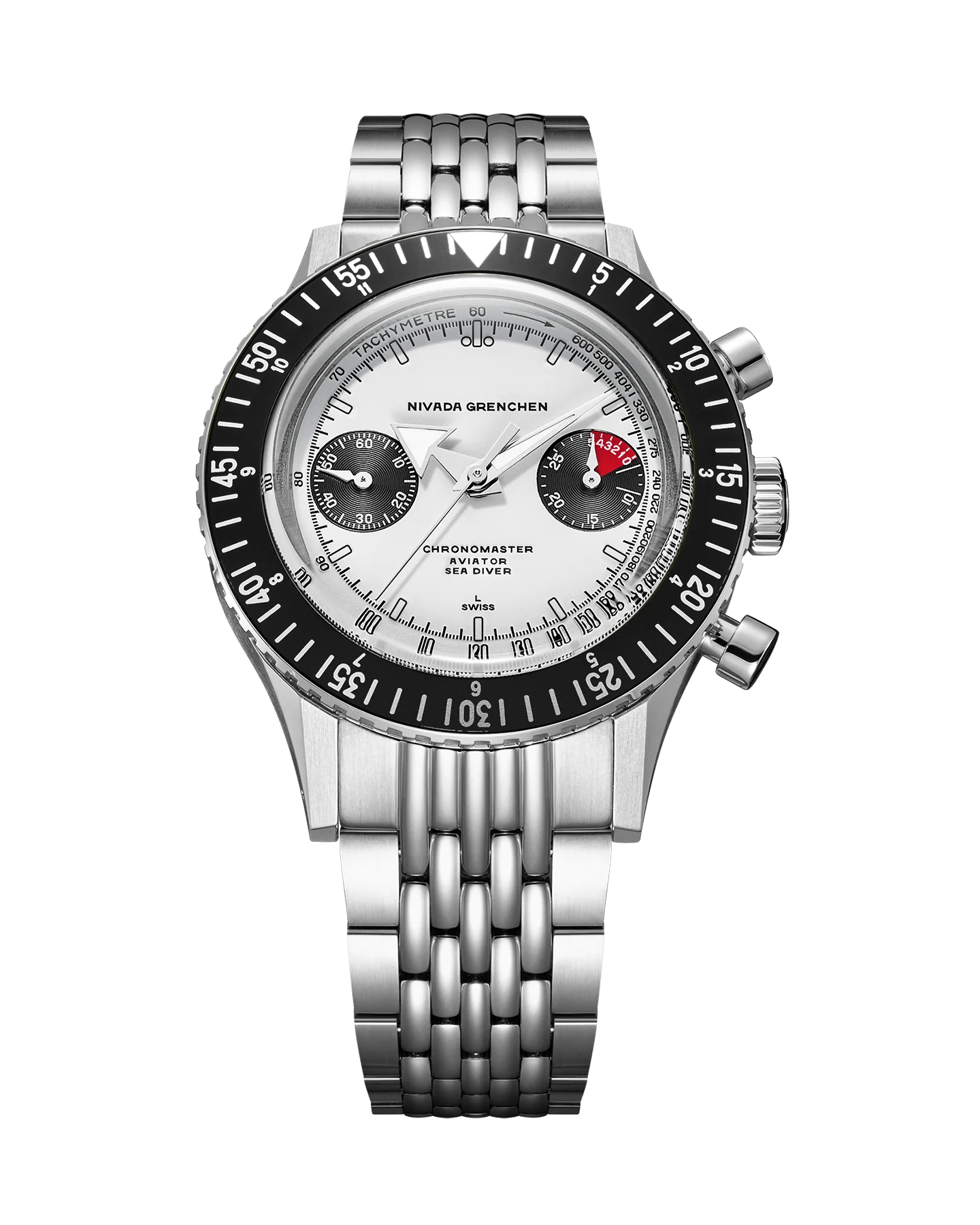 Nivada Grenchen WHITE PANDA INTER.BEZEL 38mm - MANUAL