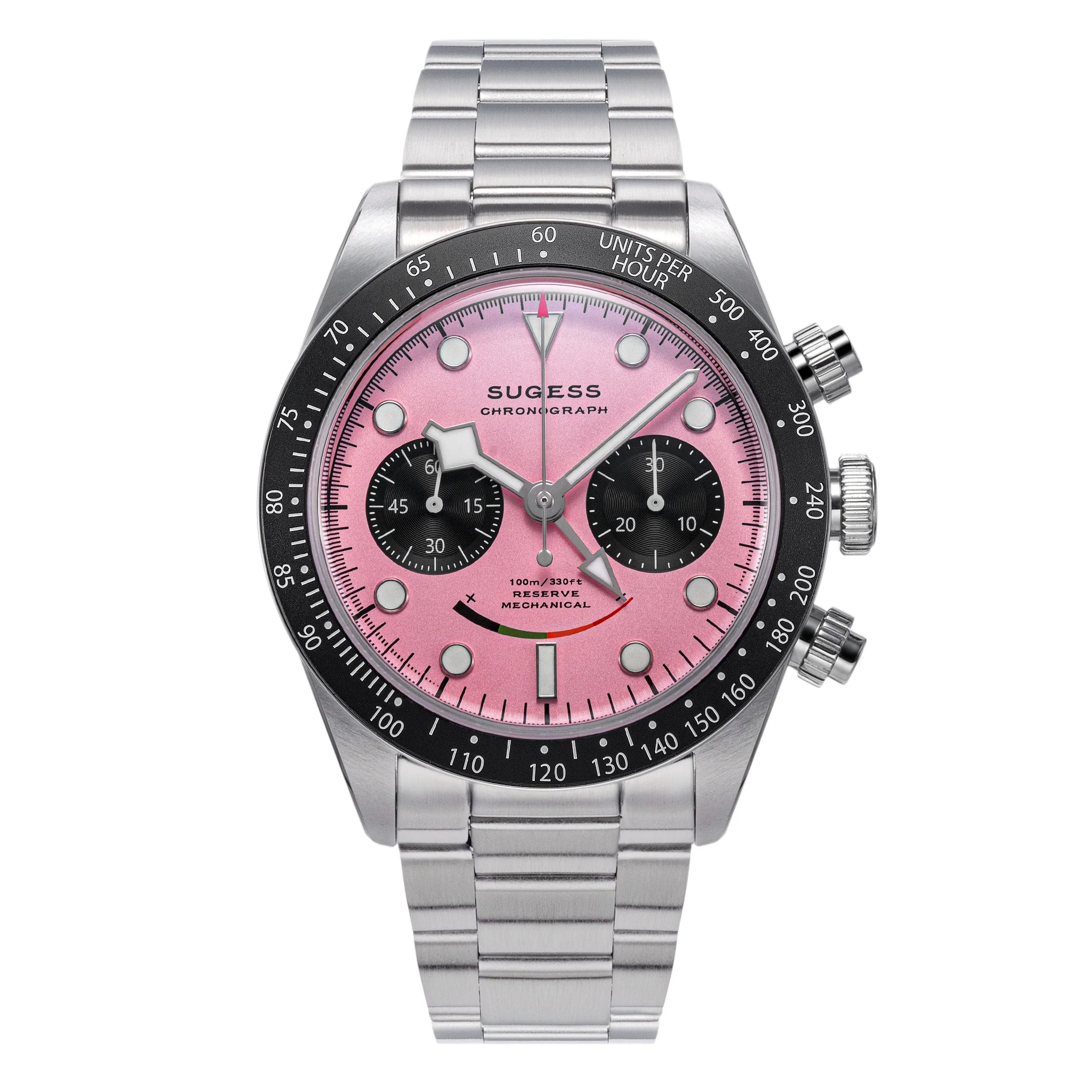 Sugess Chrono Heritage S475 Chronograph Power Reserve Smile Pink Panda Dial