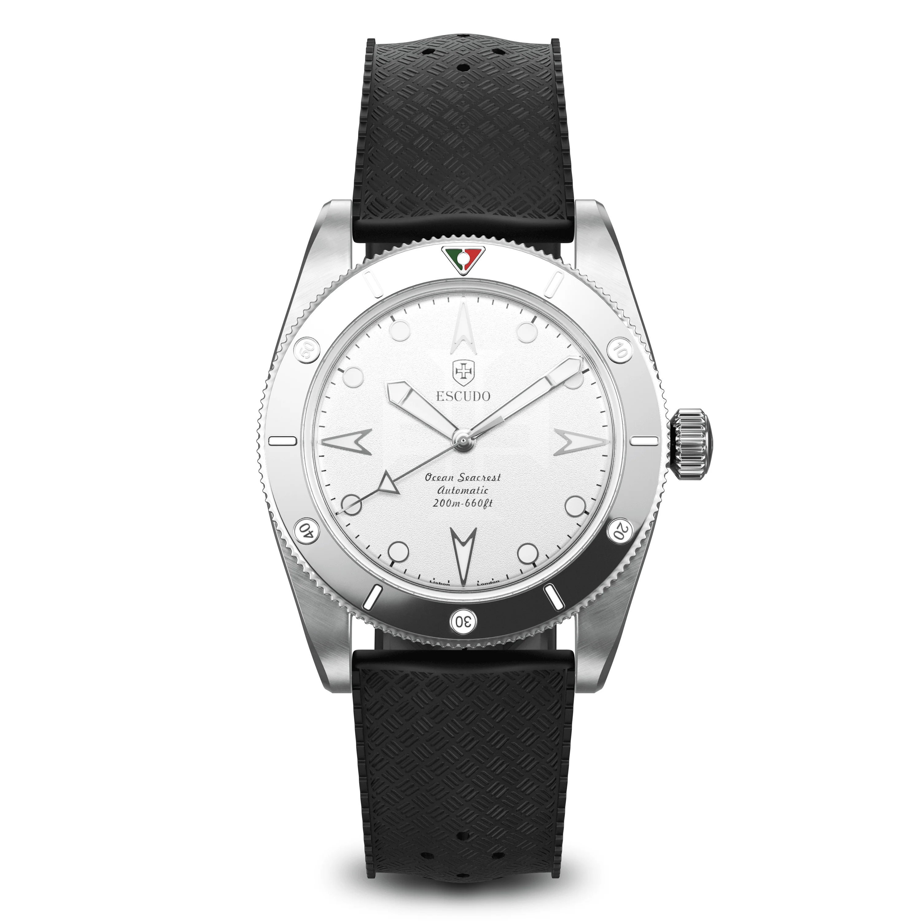 Escudo Watches Silver Inox - Black FKM Rubber - 39mm