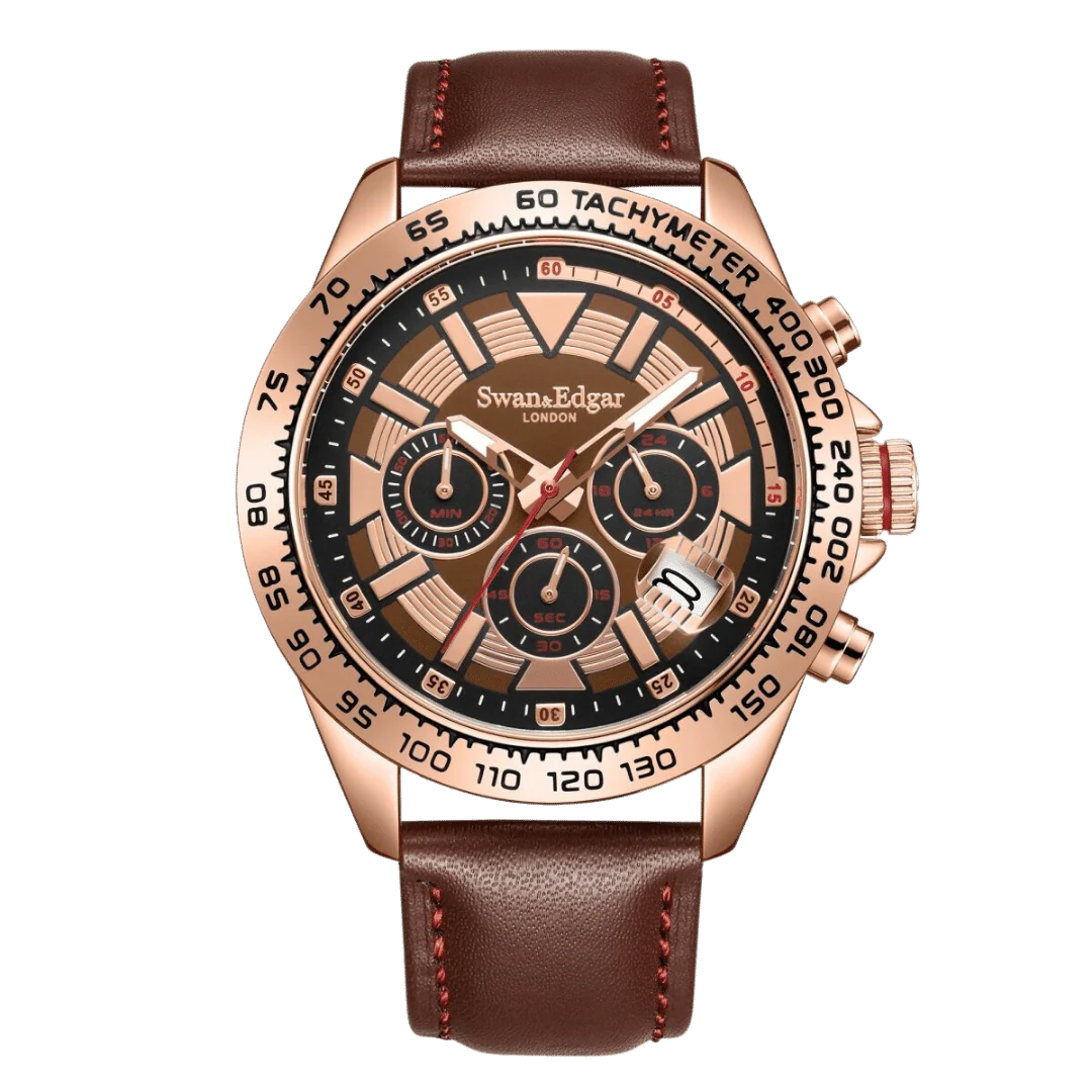 Swan & Edgar Speed Tracker Mechanical Quartz- Rose Brown