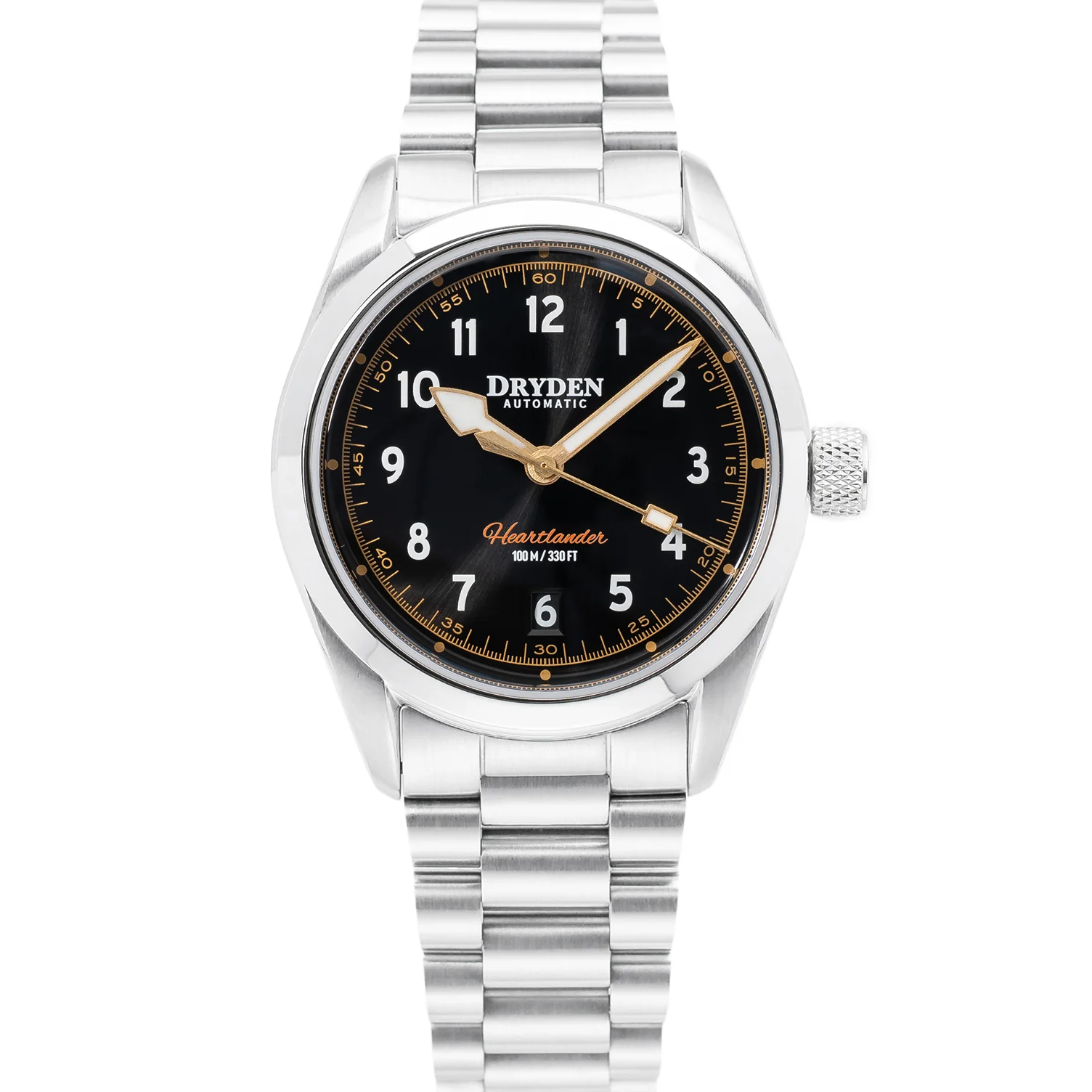 Dryden Watch Company Dryden Heartlander 38mm Automatic Field Watch - Black & Gold