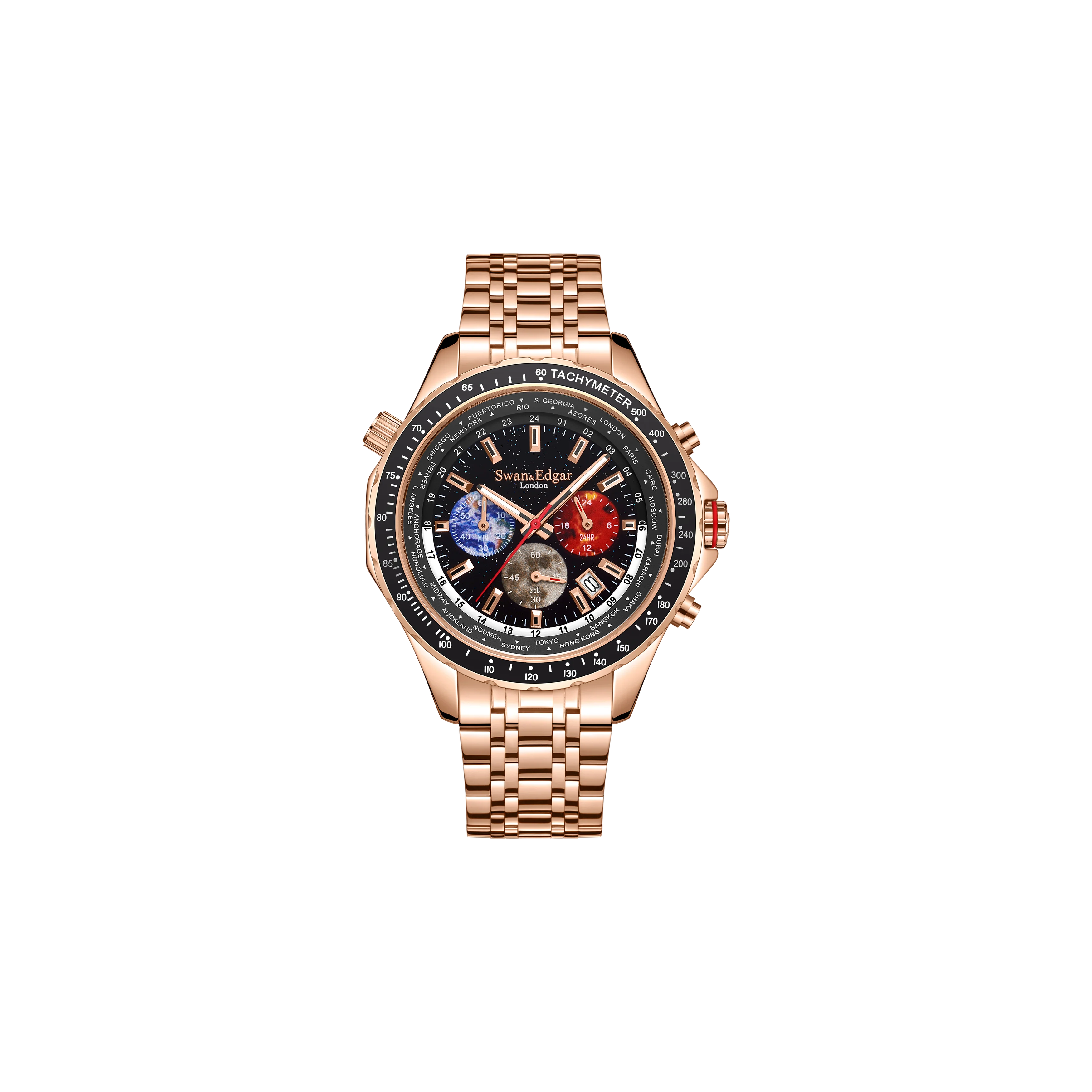 Swan & Edgar World Timer Mechanical Quartz Rose